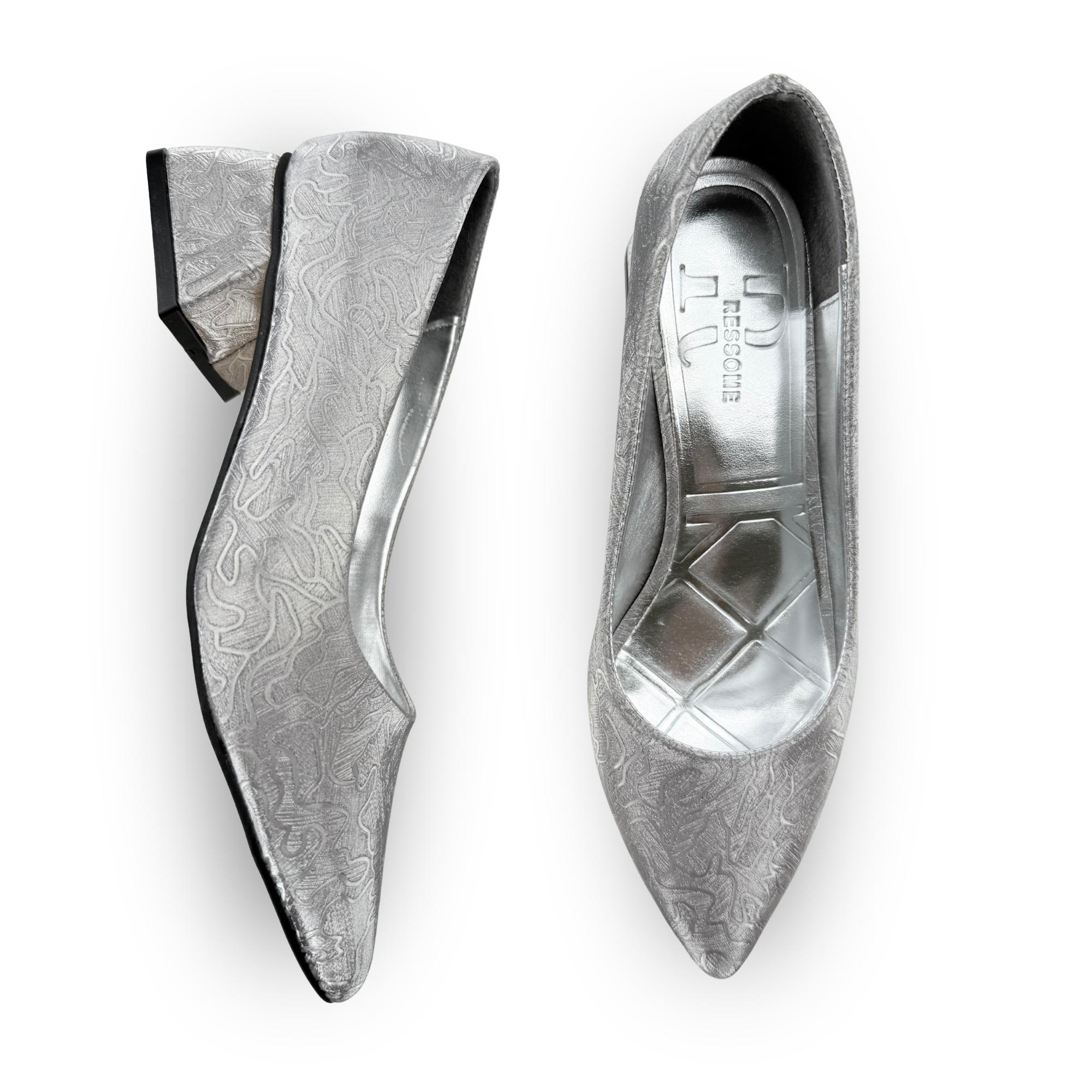 Şimal Kadın Simli 3 cm Kalın Topuklu Ayakkabı Platin