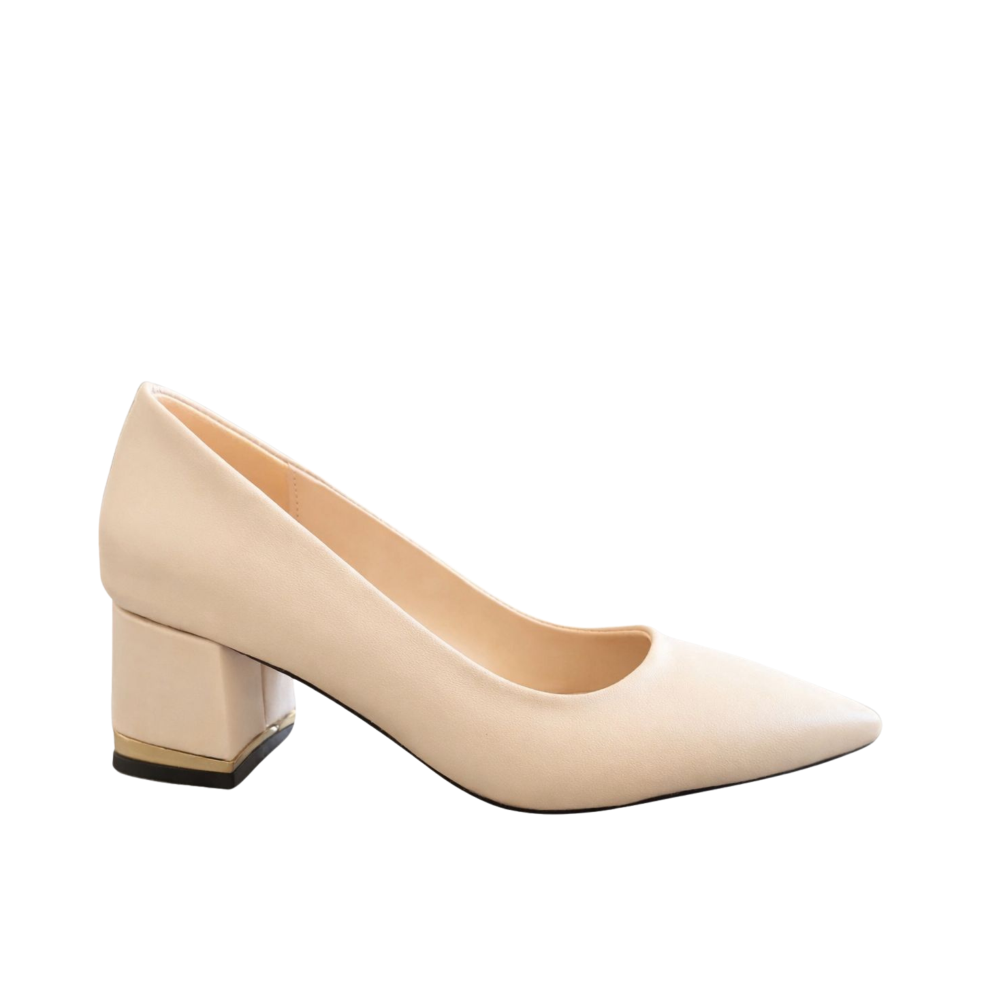 Noır Kadın Bej Deri 5 Cm Kalın Topuklu Ayakkabı