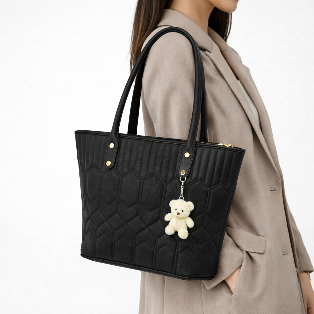 Nara Ayıcık Detaylı Siyah Günlük Çanta