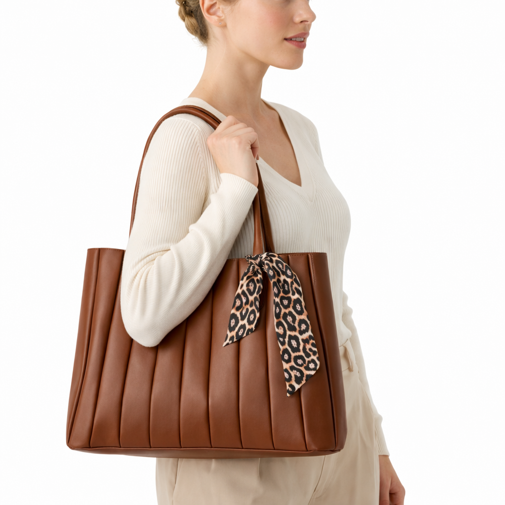 Luna Kadın Kahve Fularlı Modern Şık Çanta