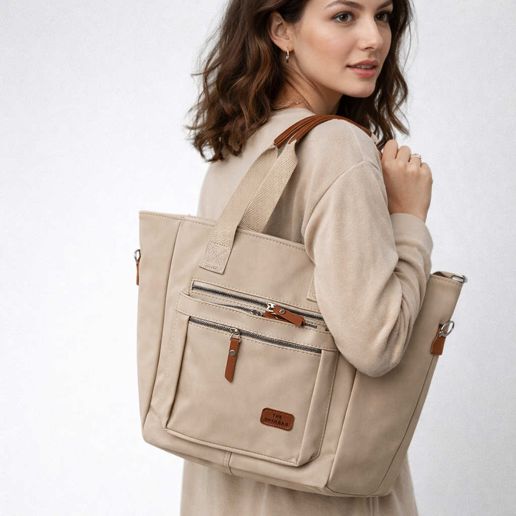 Vigan Krem Omuz ve Askılı Günlük Şık Çanta