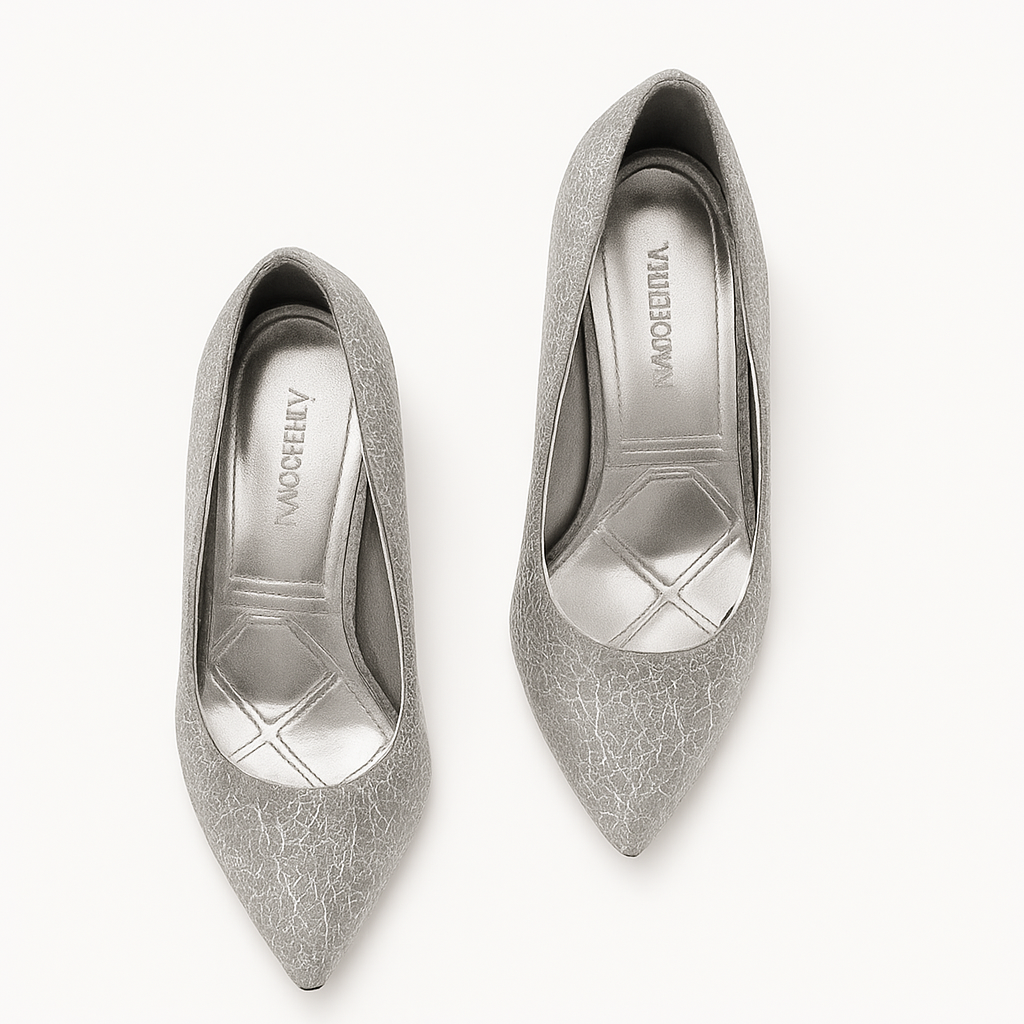 Şimal Kadın Simli 3 cm Kalın Topuklu Ayakkabı Platin