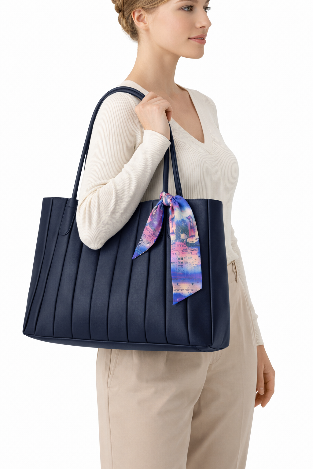 Luna Kadın Lacivert Fularlı Modern Şık Çanta