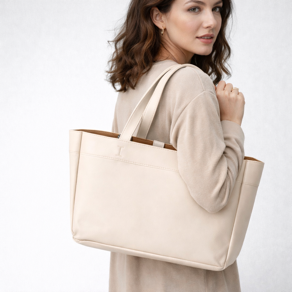 Goris Kadın Krem Deri Omuz Çantası