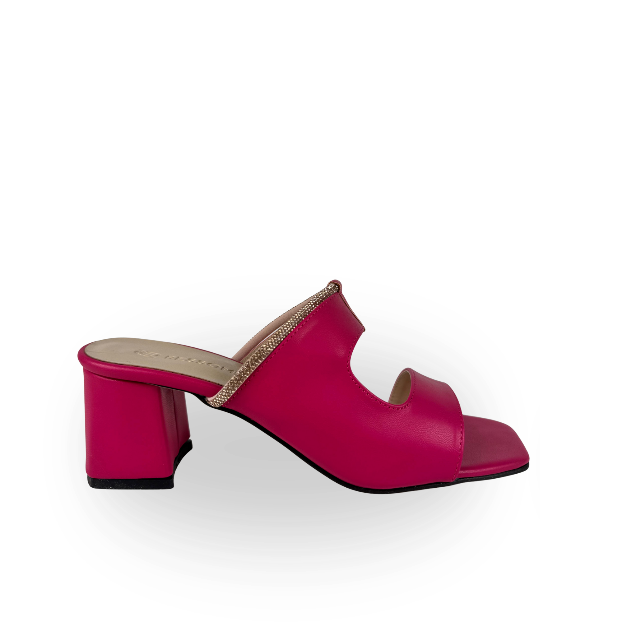 Luna Bej Kadın 5 Cm Deri Taşlı Topuklu Terlik