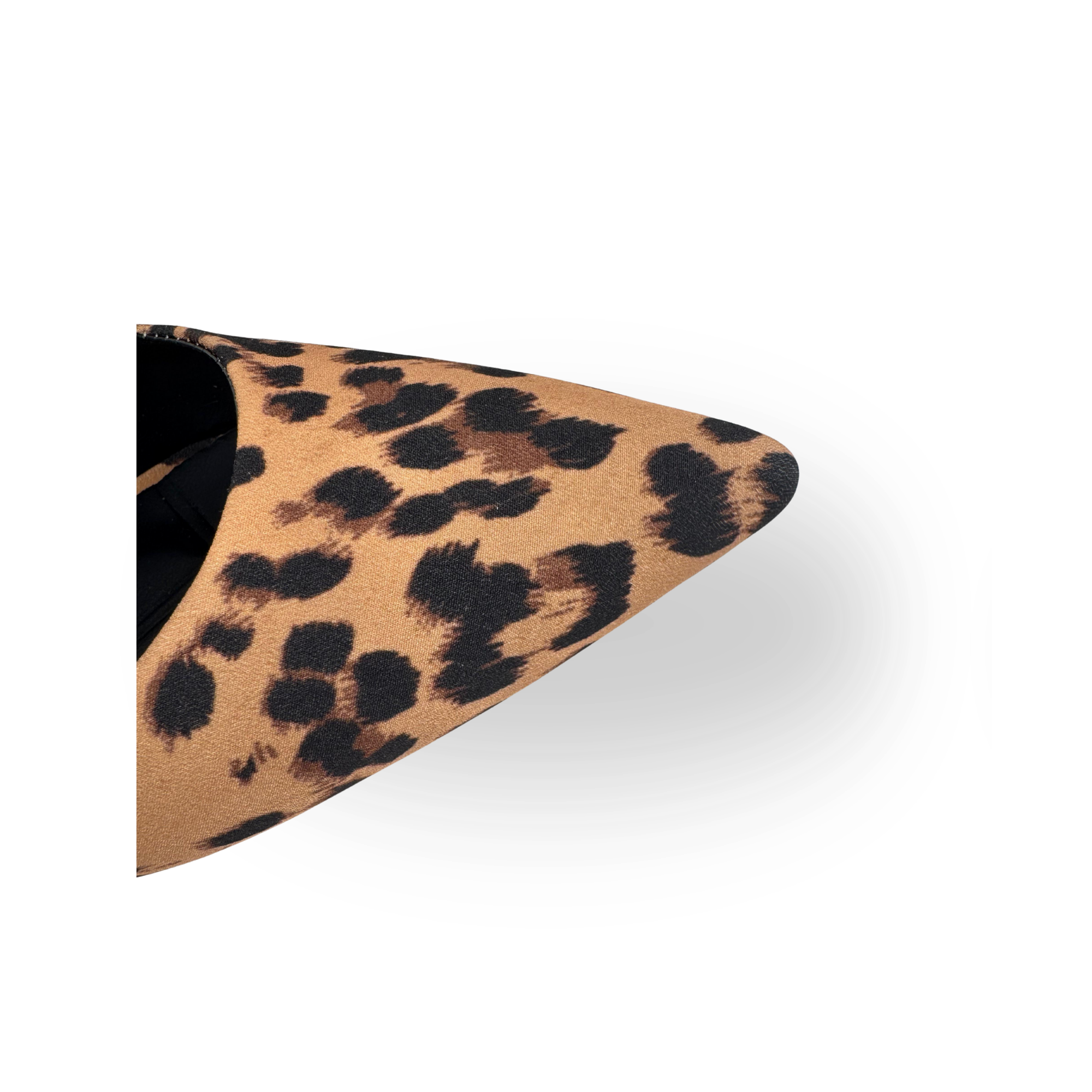 Panya Kadın Leopar Siyah Deri 7 Cm Şampanya Topuklu Stiletto