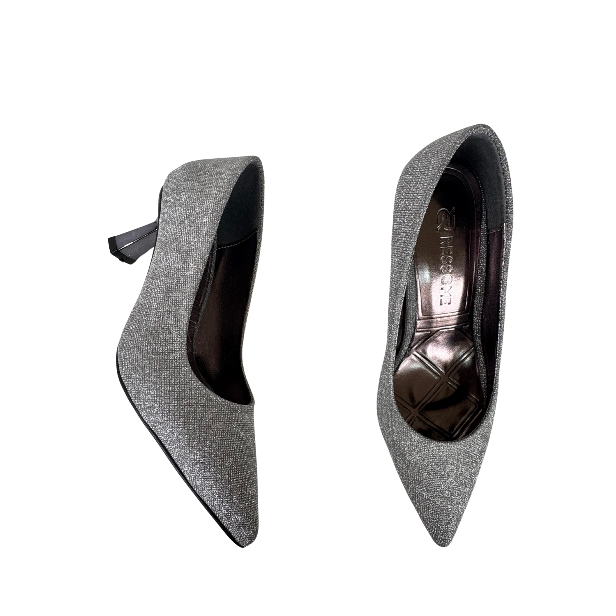 Panya Kadın Simli Platin 7 Cm Şampanya Topuklu Stiletto