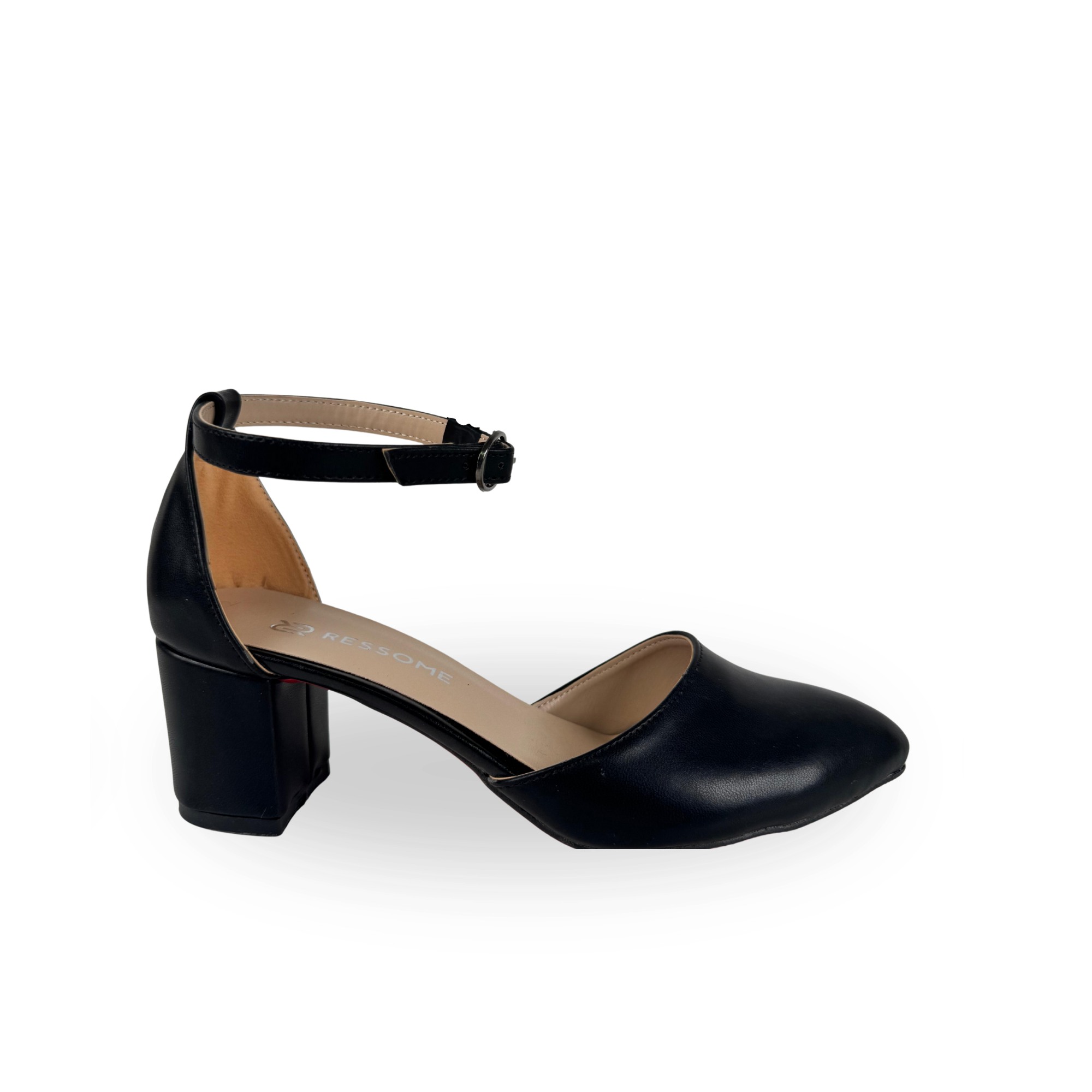 Benita Açık Siyah-Deri Bilekten bağlamalı Klasik Ayakkabı