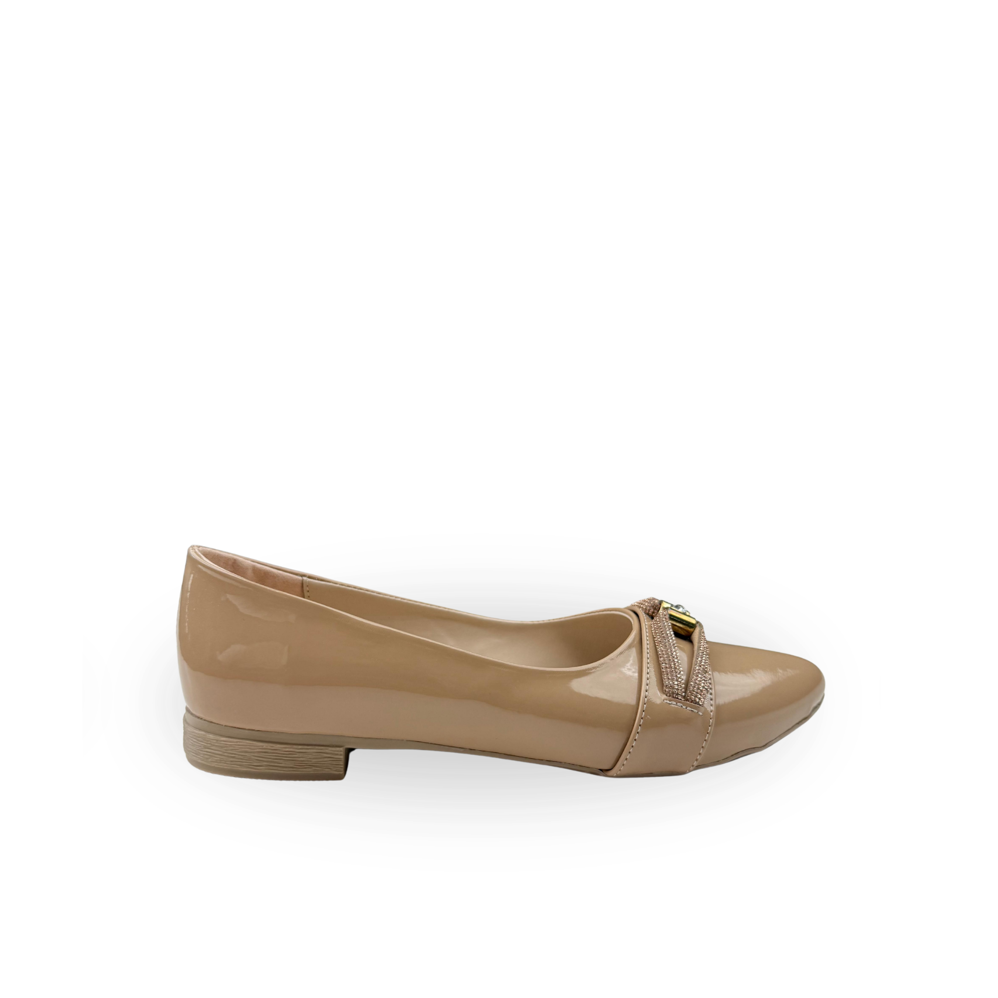 Diana Taşlı Bej Günlük Şık Otopedik Taban Babet