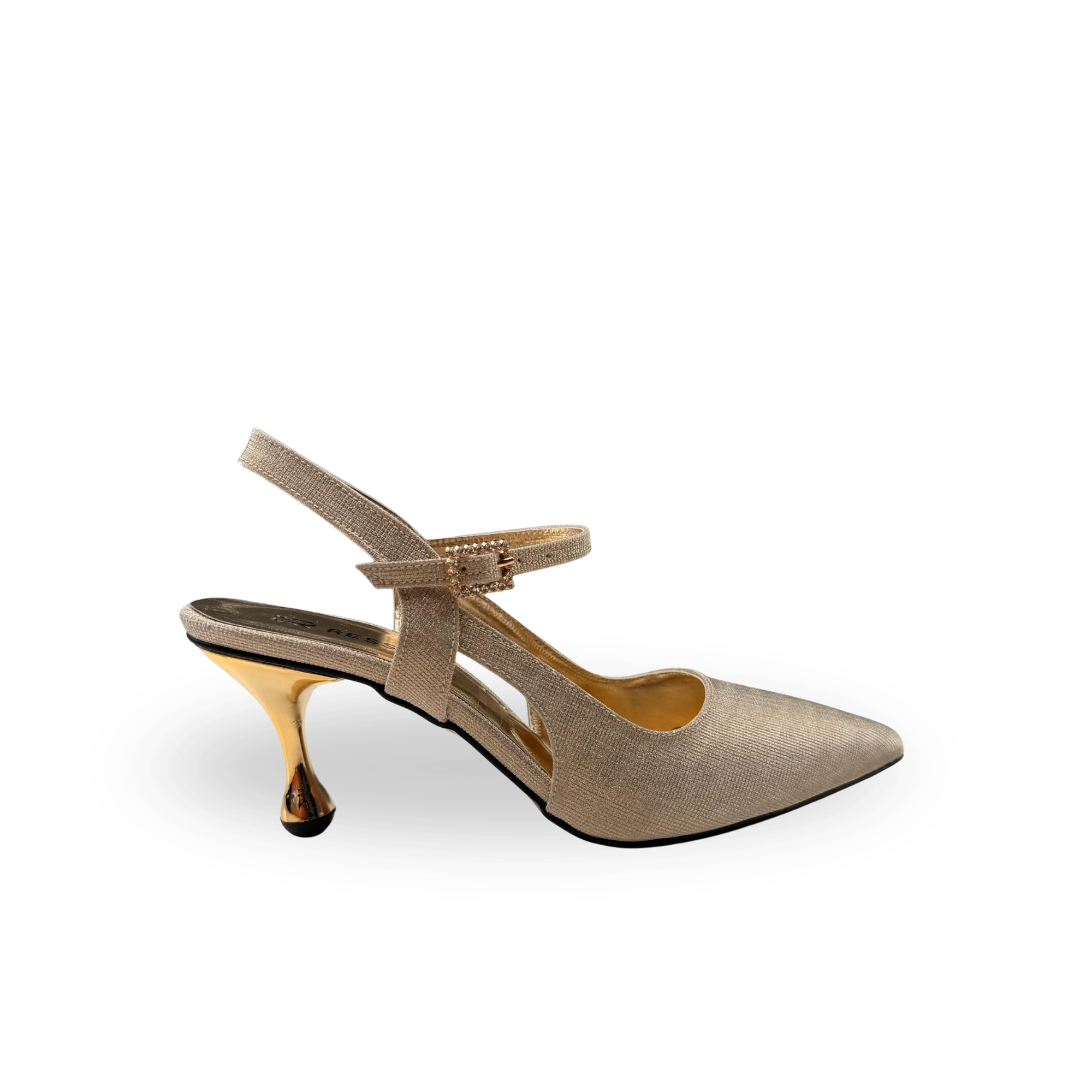 Kontes Kadın Simli Gold 7Cm İnce Topuklu Stiletto