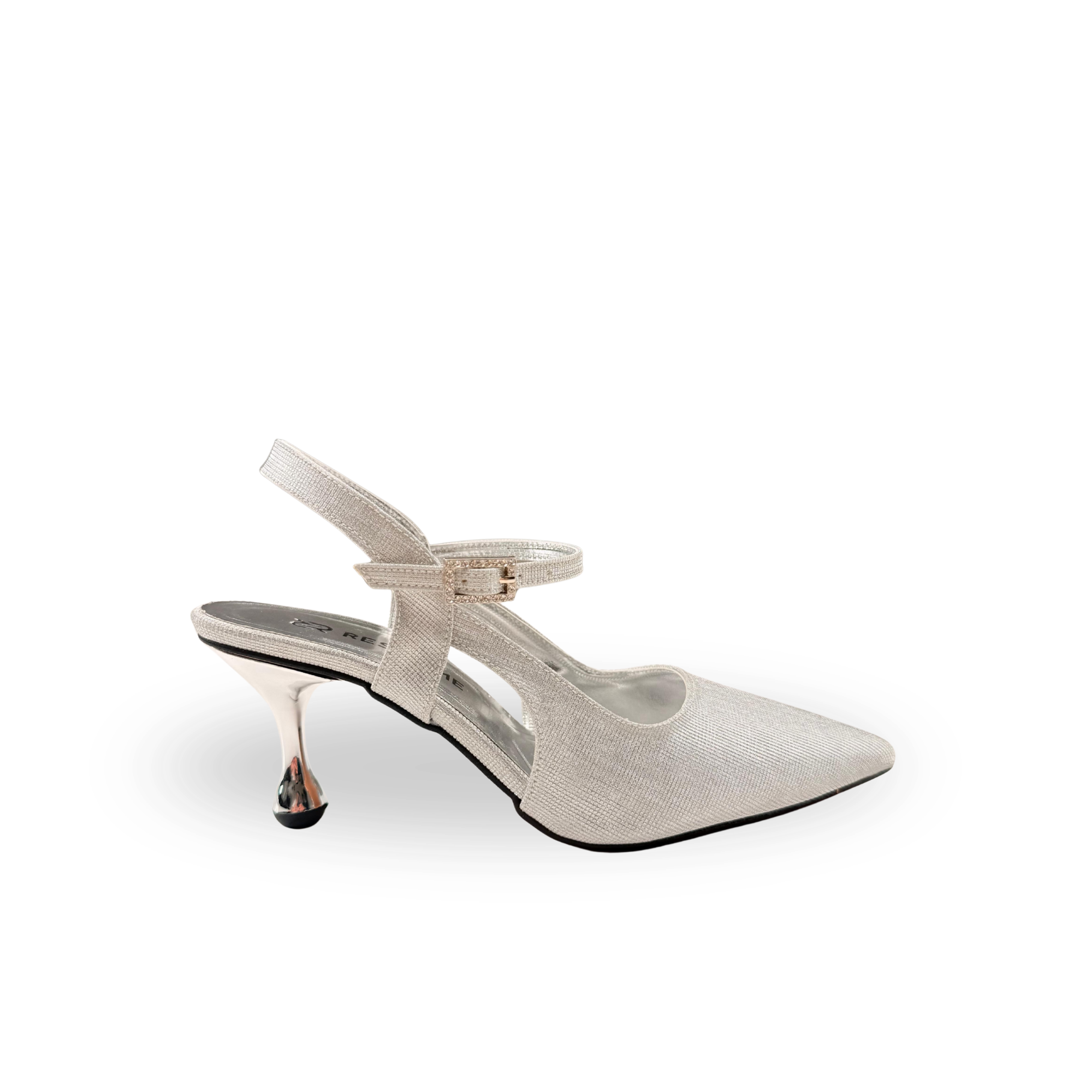 Kontes Kadın Simli Gümüş 7Cm İnce Topuklu Stiletto