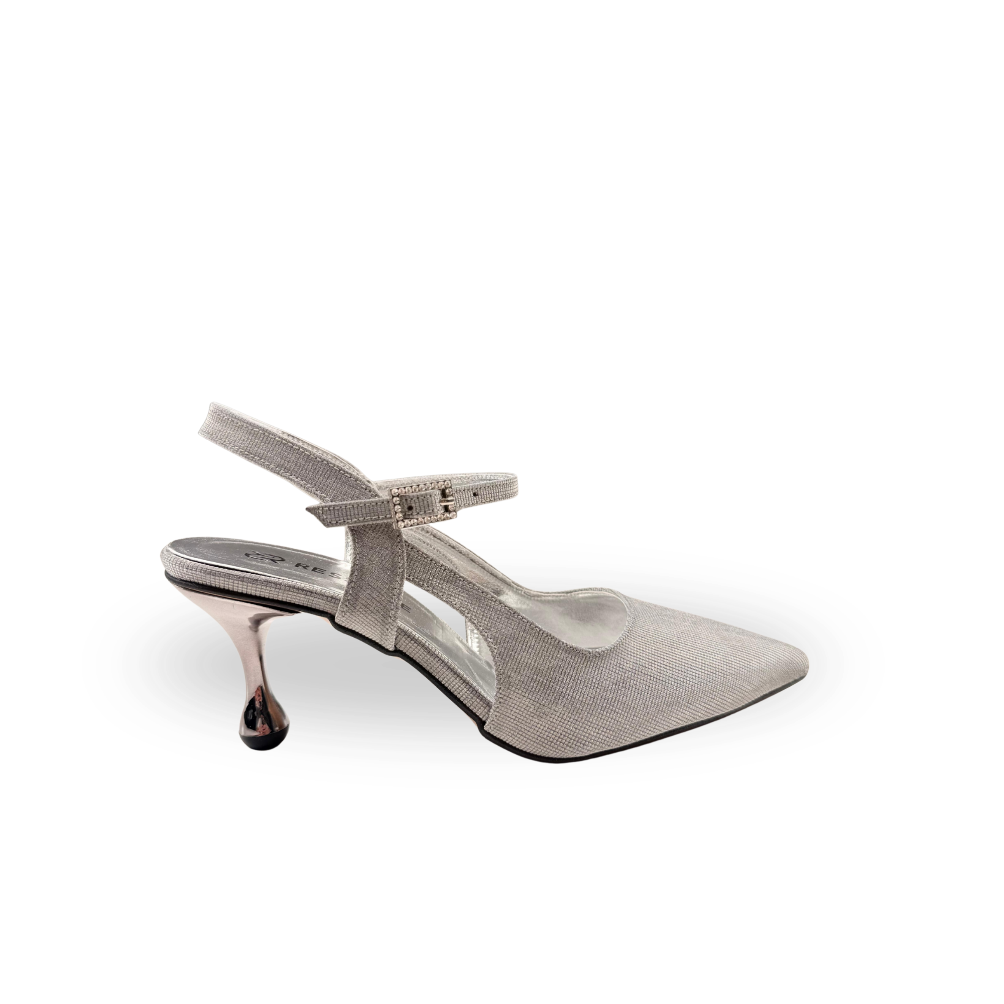 Kontes Kadın Simli Platin 7 Cm İnce Topuklu Stiletto