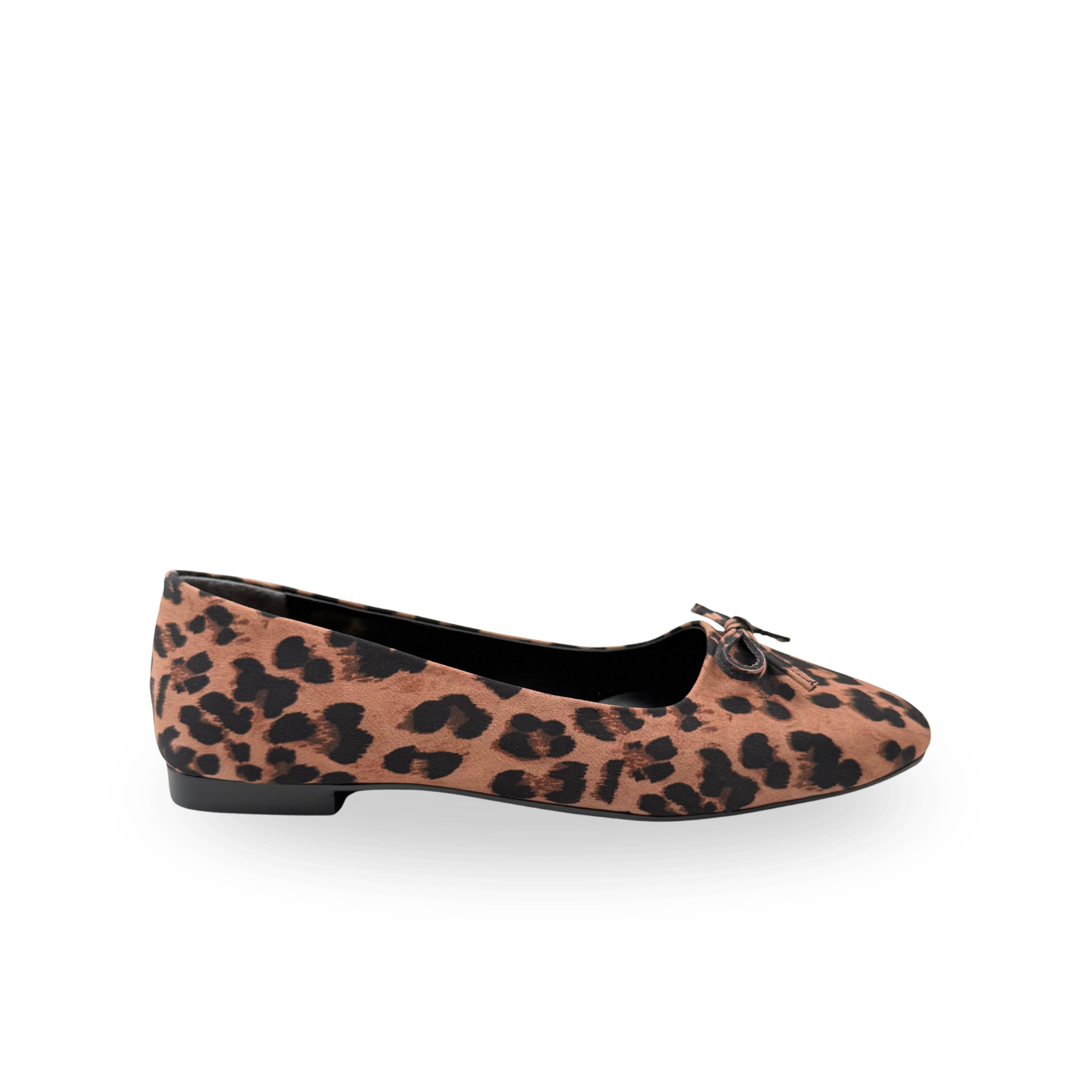 Kadın Gift Model Fiyonklu Leopar Desenli Babet Siyah