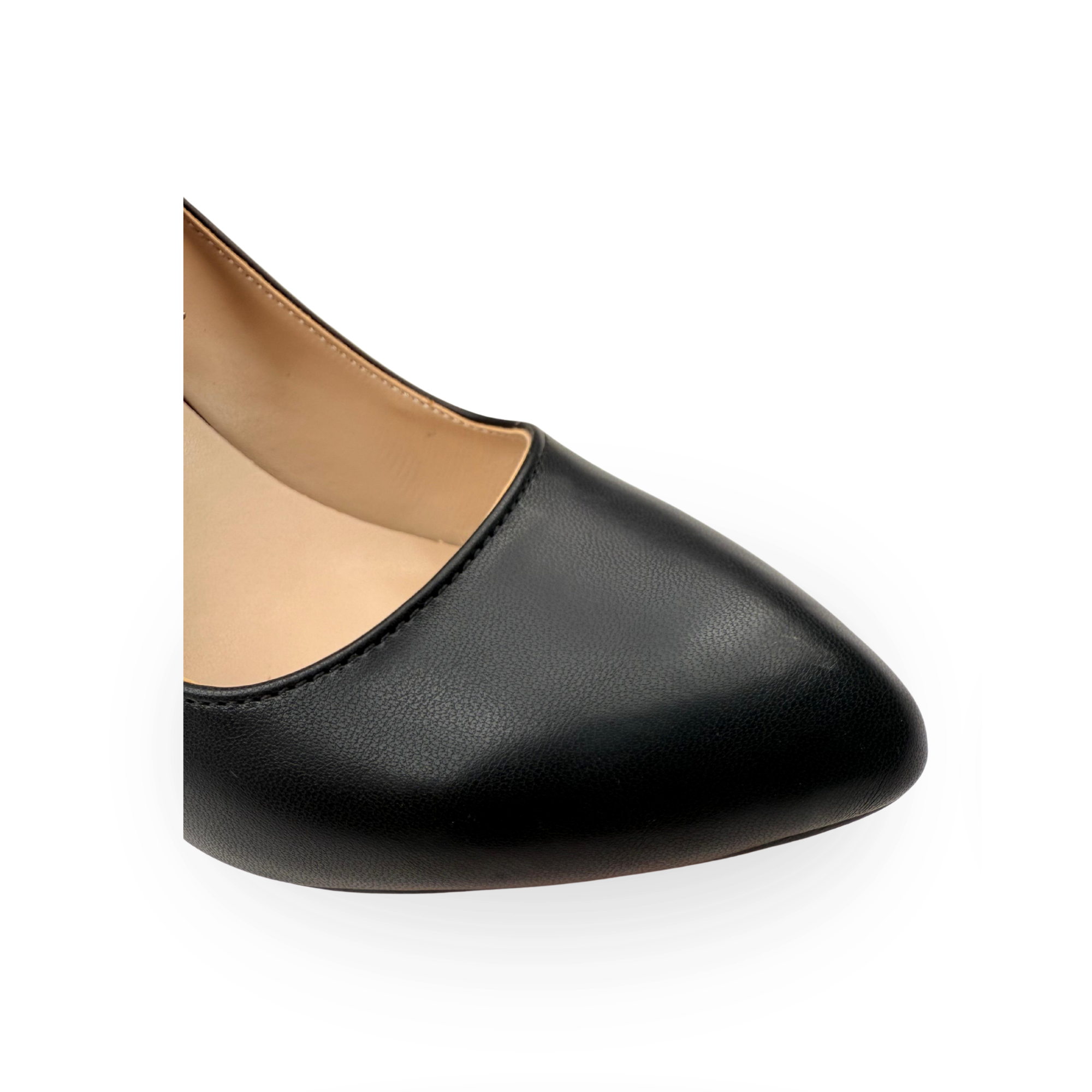 Pier Kadın Siyah Cilt Bilekten Bağlamalı Klasik 5cm Topuklu Ayakkabı