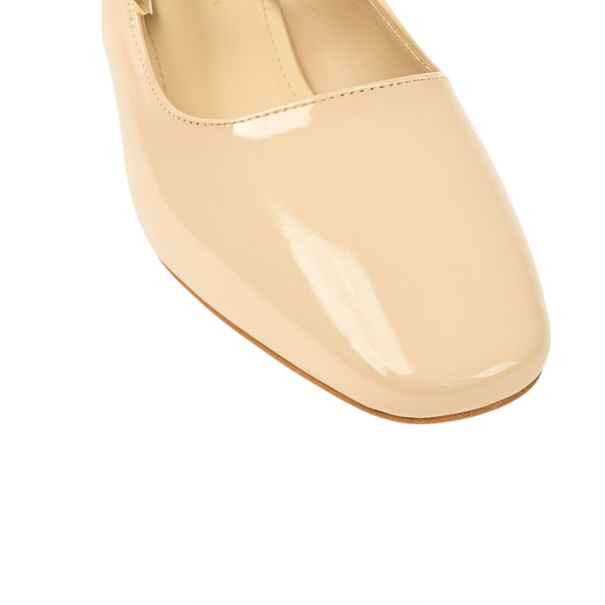 Lena Sky Kadın 3 cm Düşük topuklu Retro Rugan Bej