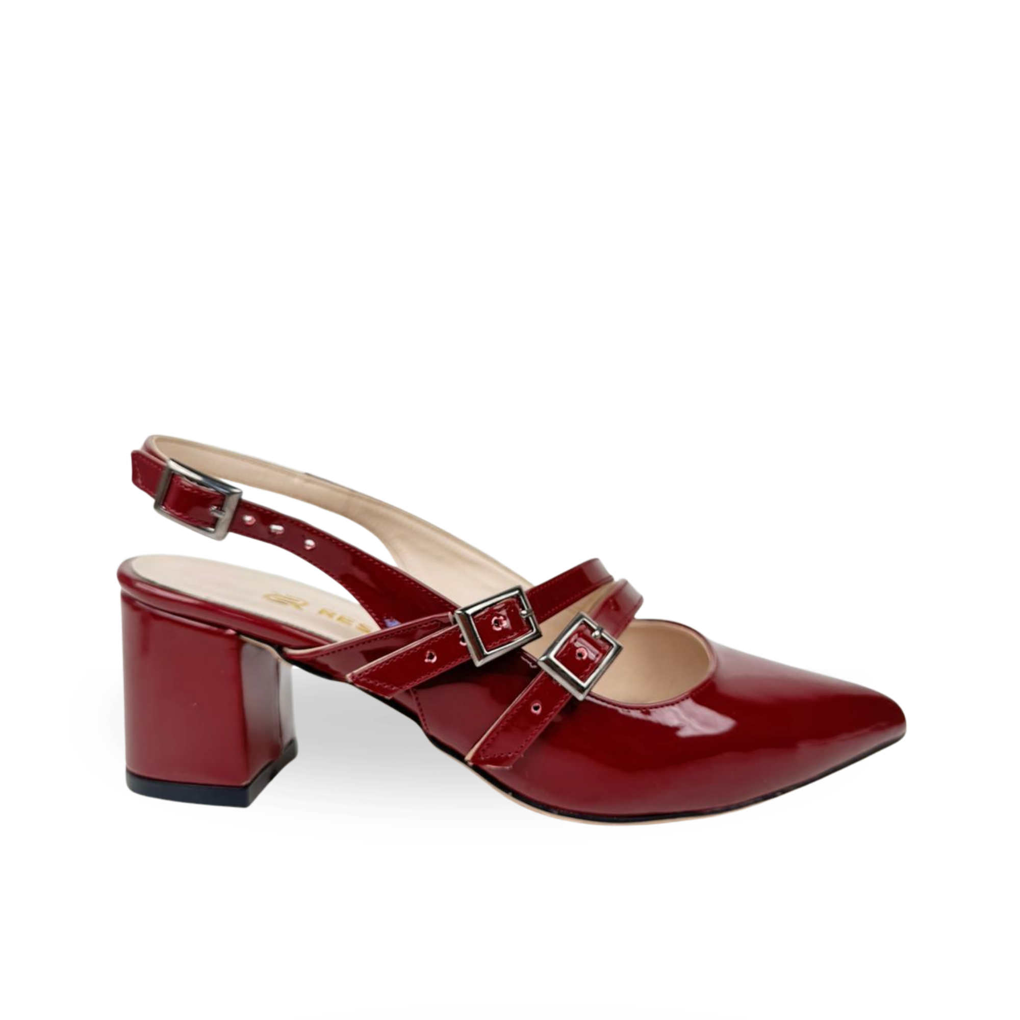 Lady Model Bordo Bantlı Ayarlanabilir Kemerli Topuklu Ayakkabı