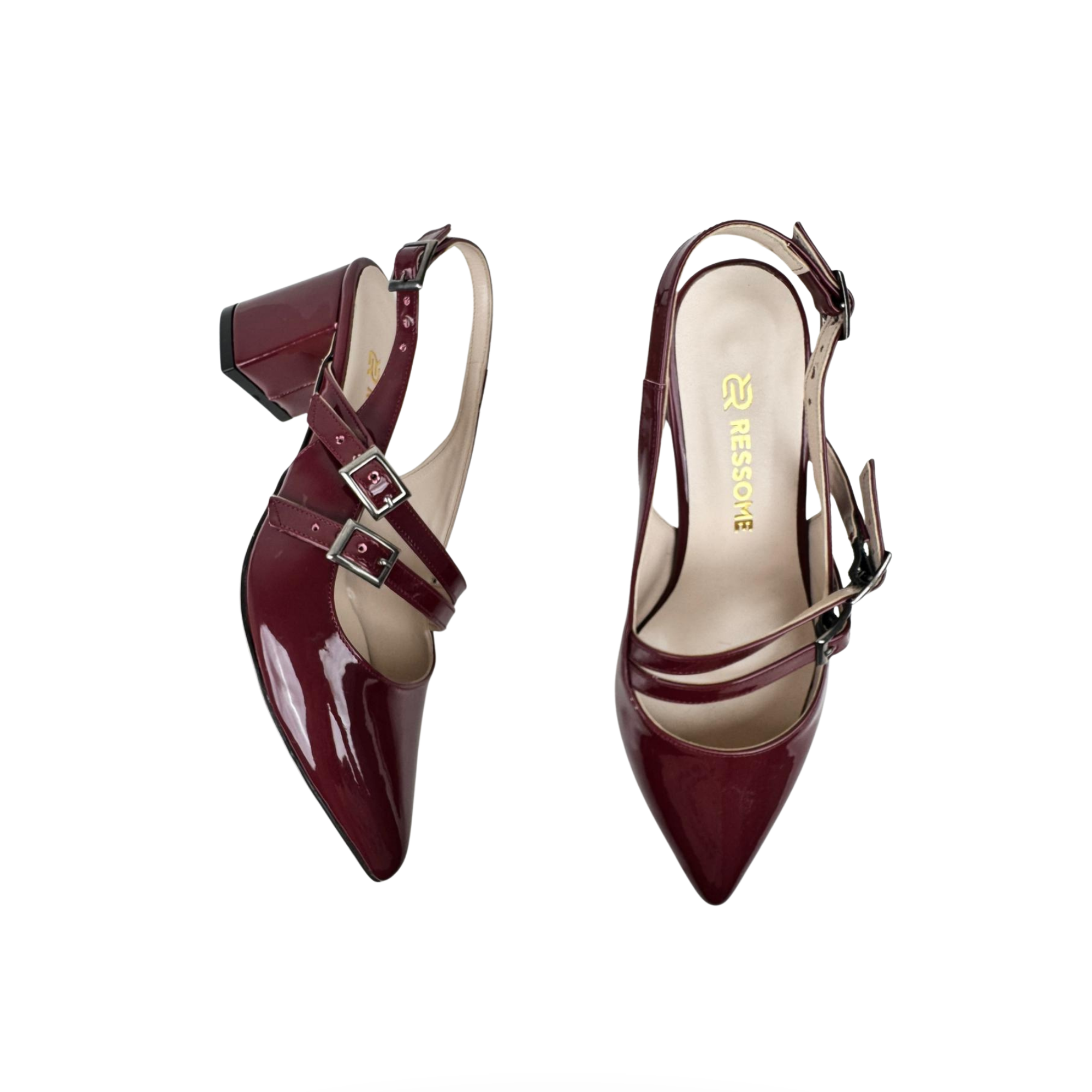 Lady Model Bordo Bantlı Ayarlanabilir Kemerli Topuklu Ayakkabı