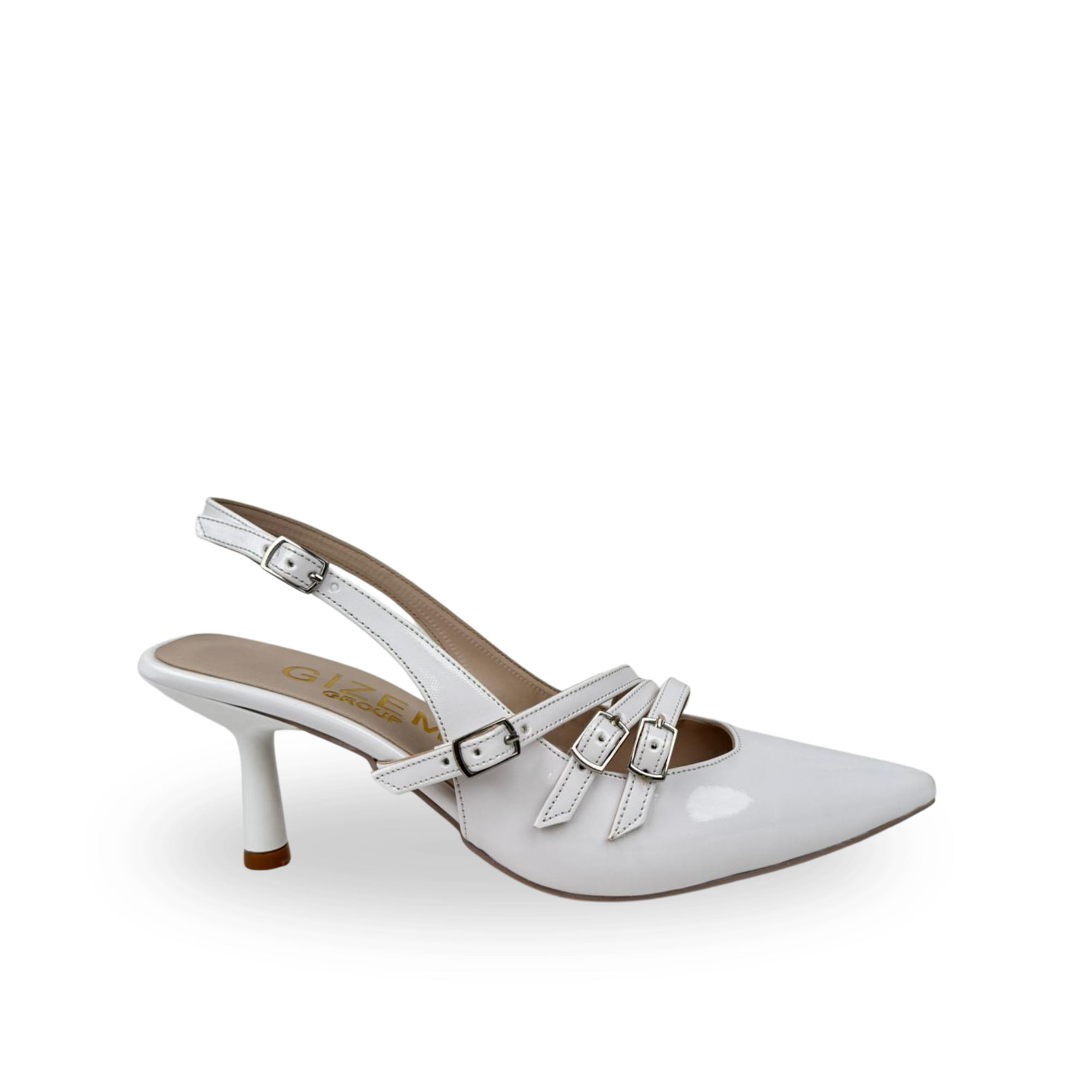 Bella Model Beyaz Bantlı Kemerli Stiletto