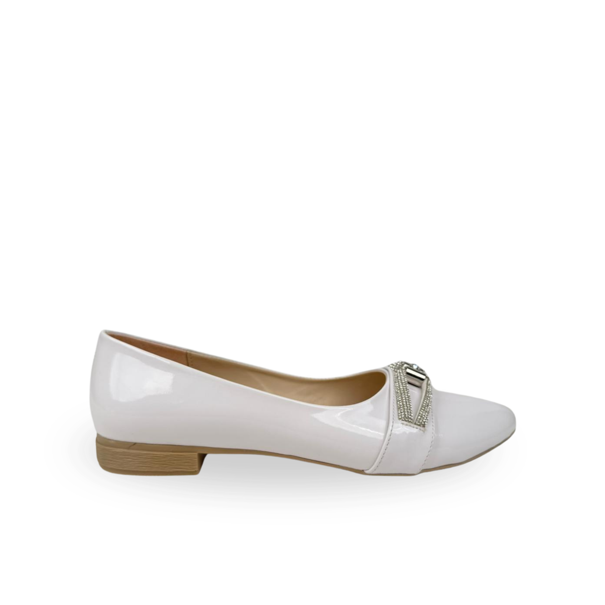 Diana Taşlı Beyaz Günlük Şık Otopedik Taban Babet