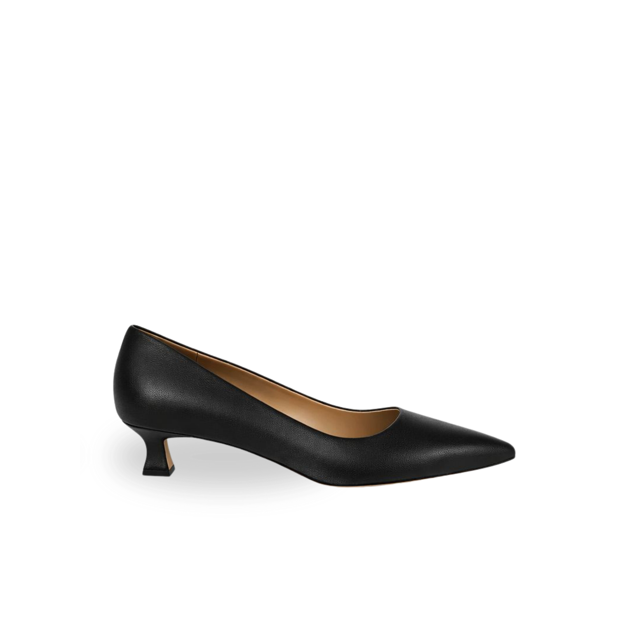 Panya3 Kadın Siyah Deri 3 Cm Şampanya Mini Topuklu Stiletto