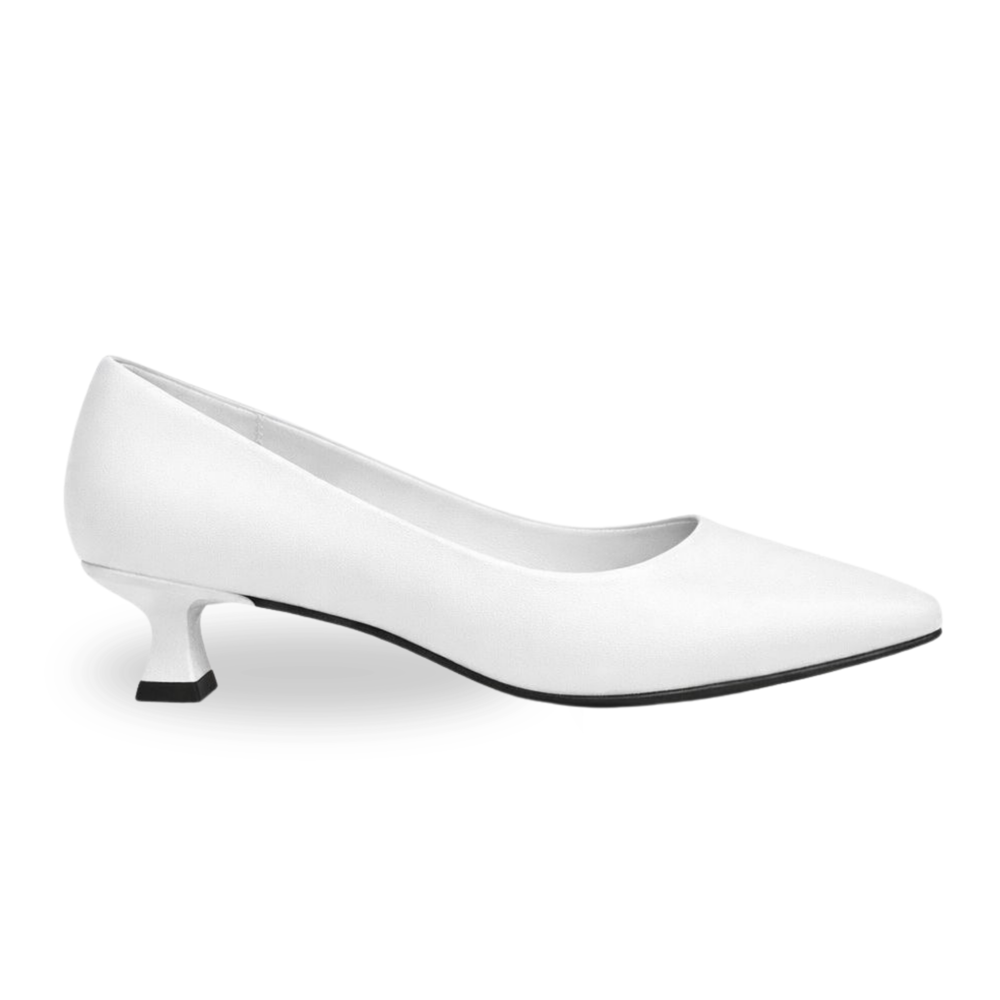 Panya3 Kadın Beyaz Deri 3 Cm Şampanya Mini Topuklu Stiletto