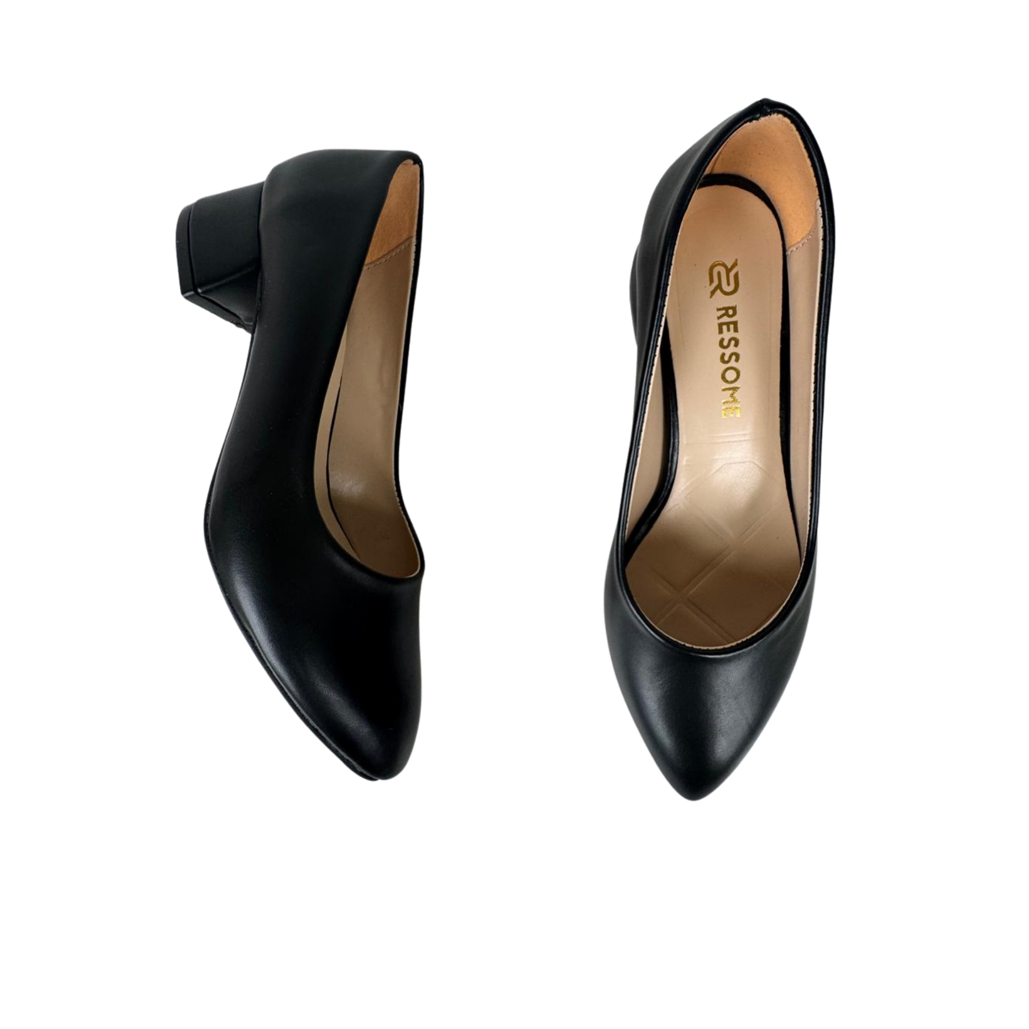 Side Kadın Siyah Deri 3 Cm Topuklu Ayakkabı