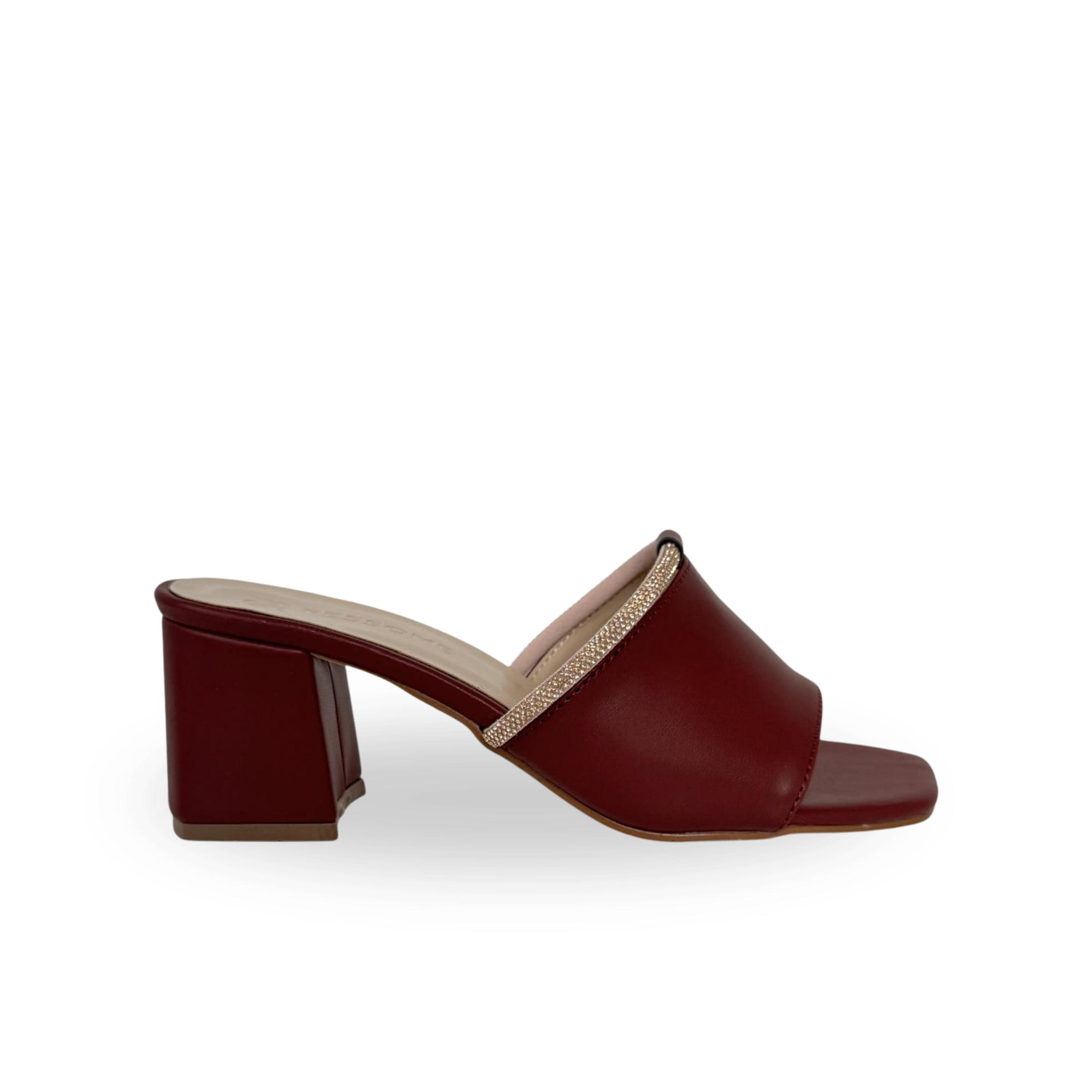 Luna Kadın tek Bantlı Taş Detaylı 5 Cm Topuklu Terlik