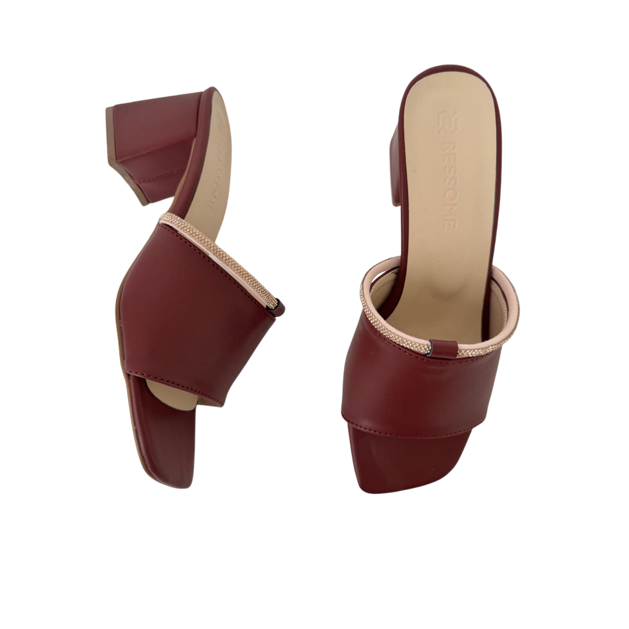 Luna Kadın tek Bantlı Taş Detaylı 5 Cm Topuklu Terlik