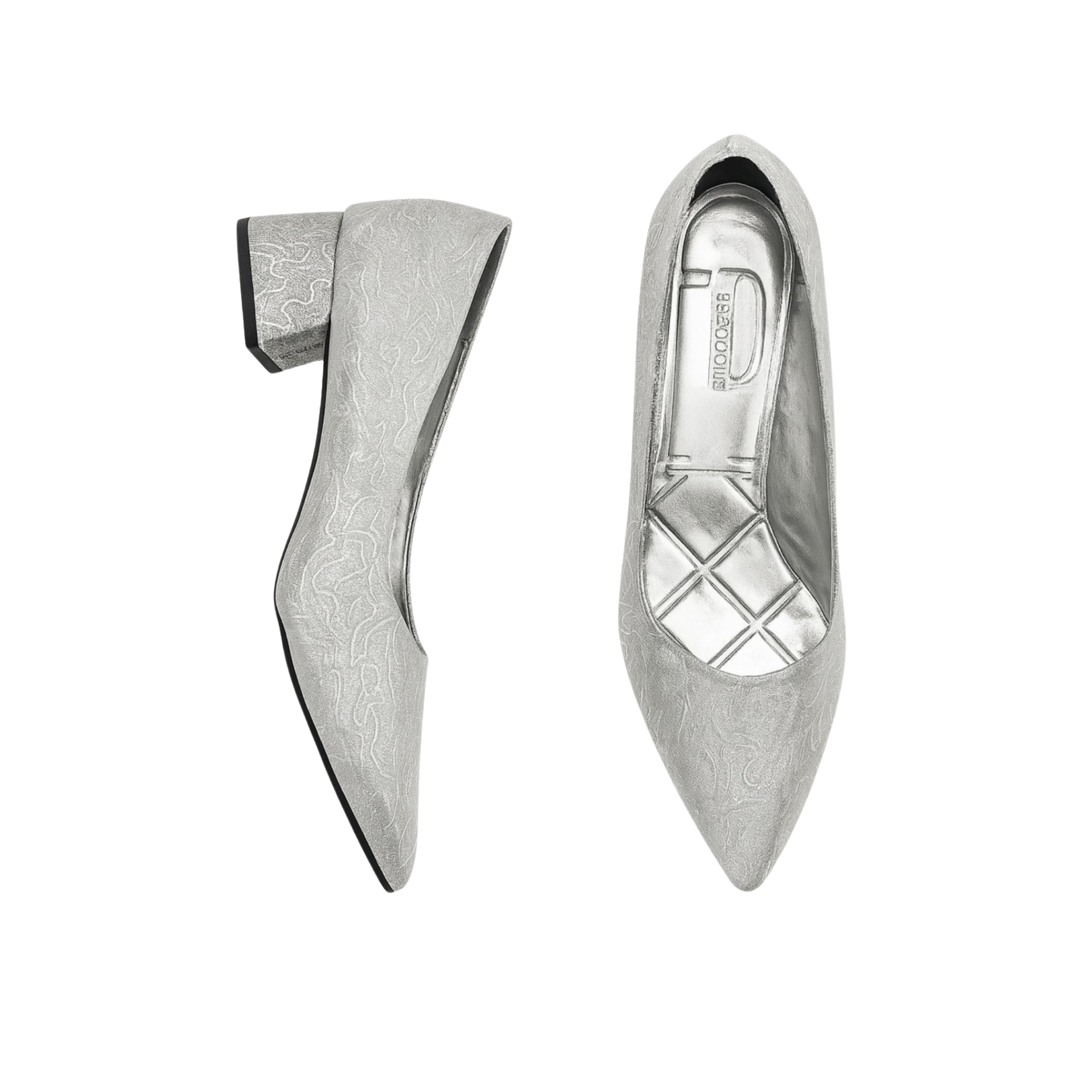 Şimal Kadın Simli 3 cm Kalın Topuklu Ayakkabı Gümüş