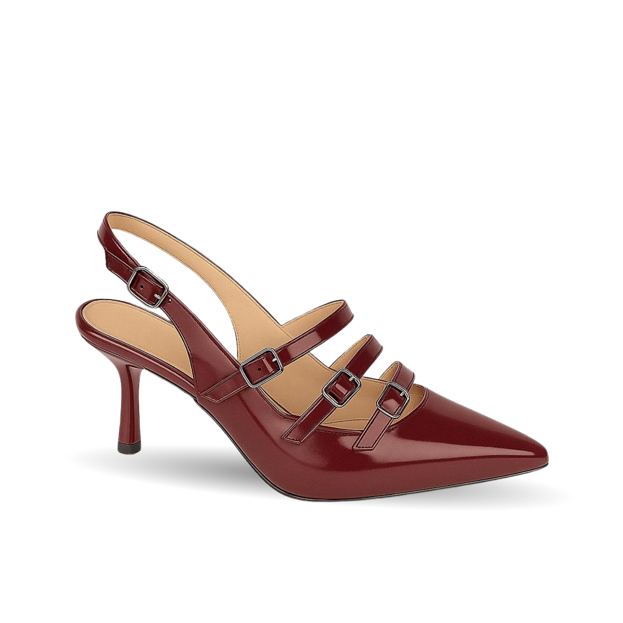 Bella Model Bordo Bantlı Kemerli Stiletto