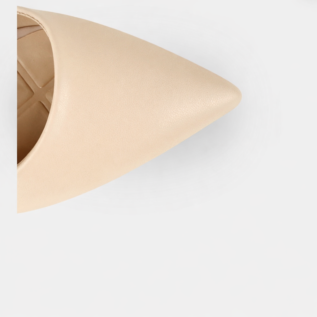 Noır Kadın Bej Deri 5 Cm Kalın Topuklu Ayakkabı