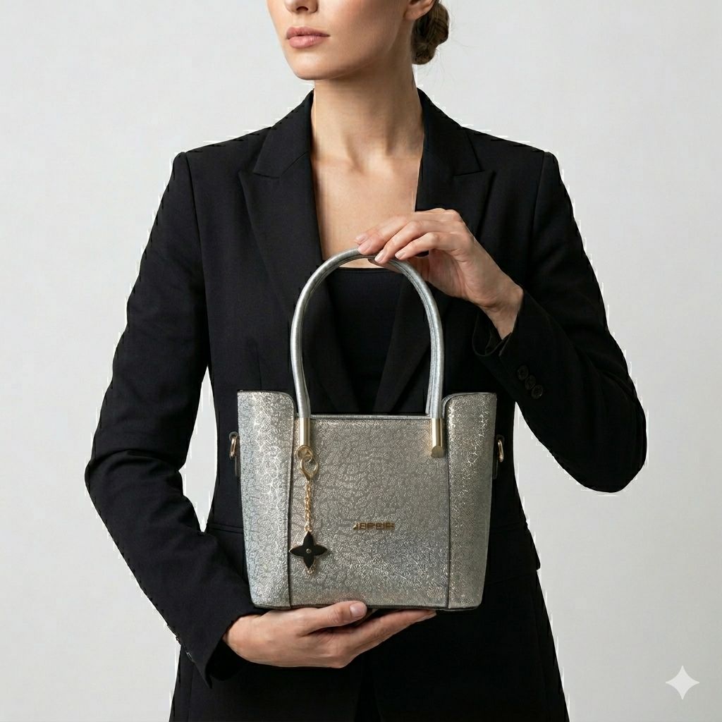 Kadın Art Simli Charmlı Abiye Gümüş Çanta