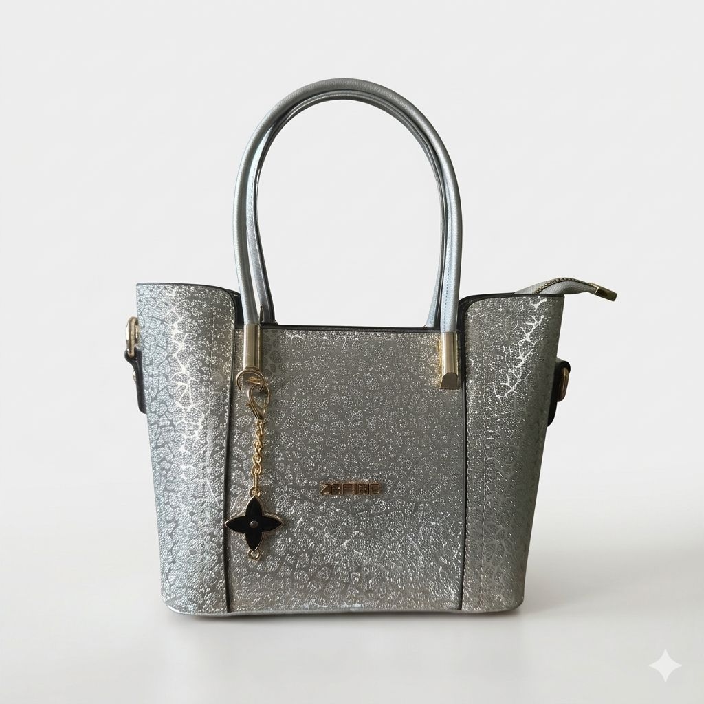 Kadın Art Simli Charmlı Abiye Gümüş Çanta