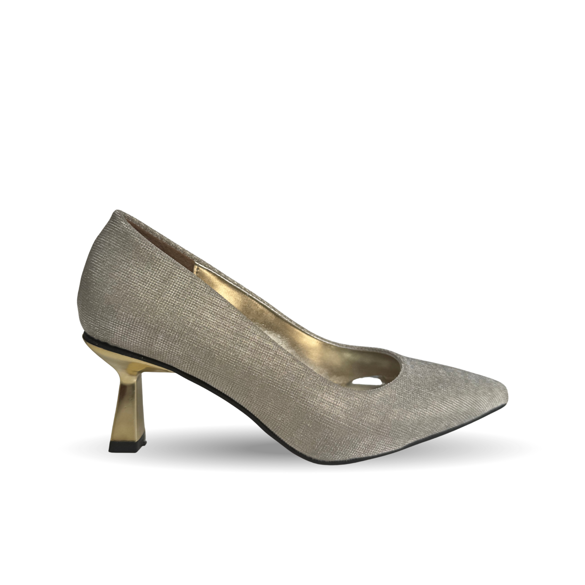 Panya Kadın Simli Gold 7 Cm Şampanya Topuklu Stiletto