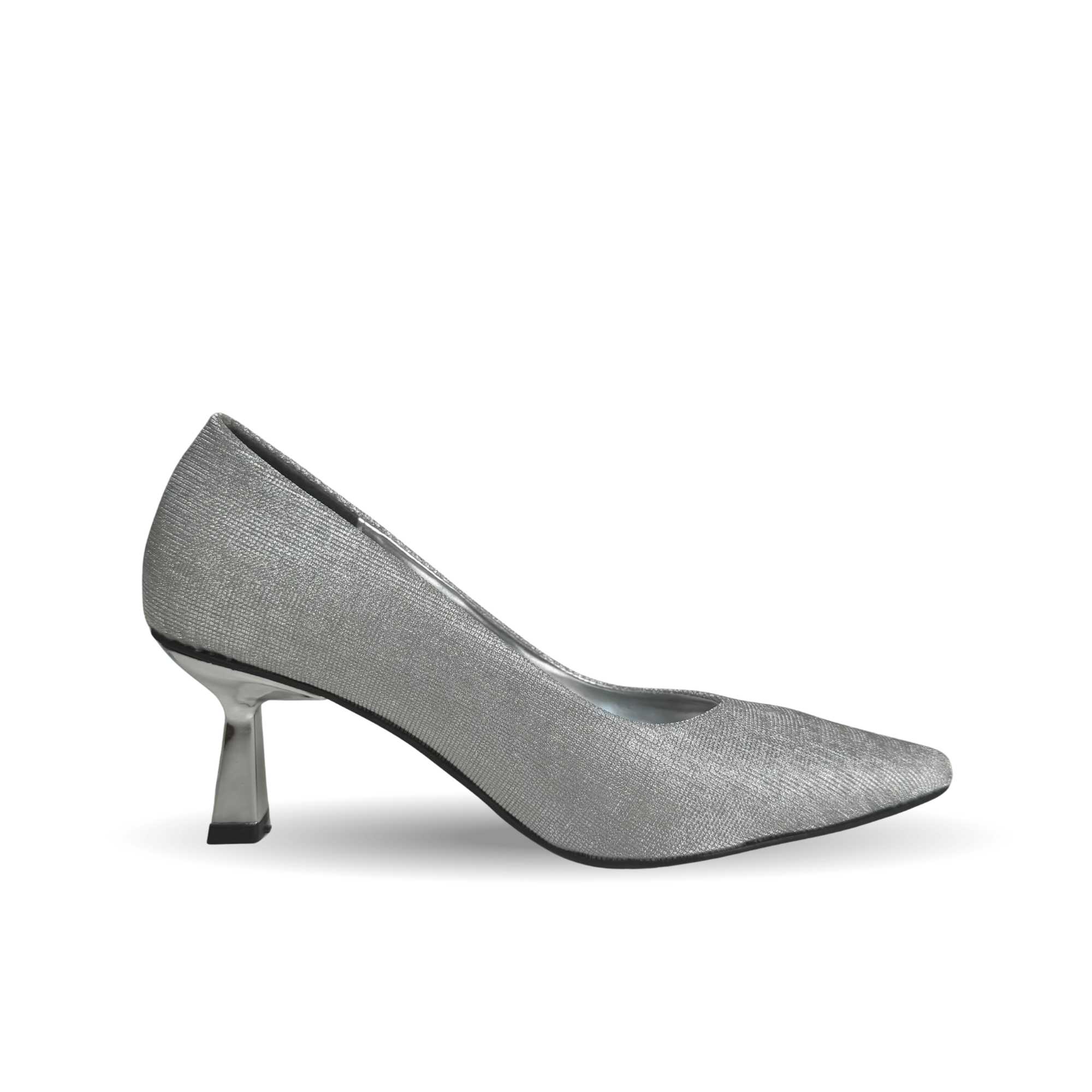 Panya Kadın Simli Gümüş 7 Cm Şampanya Topuklu Stiletto