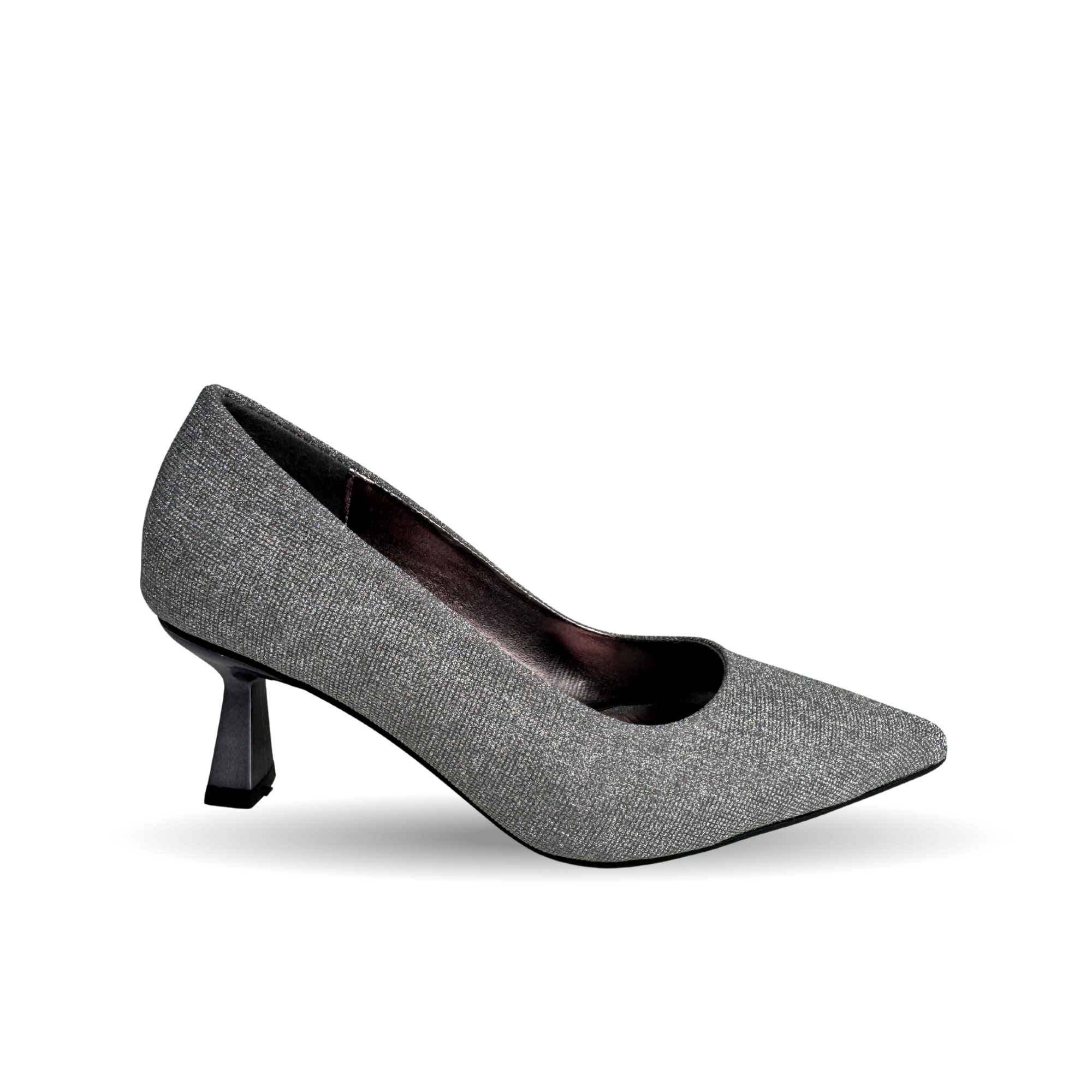 Panya Kadın Simli Platin 7 Cm Şampanya Topuklu Stiletto