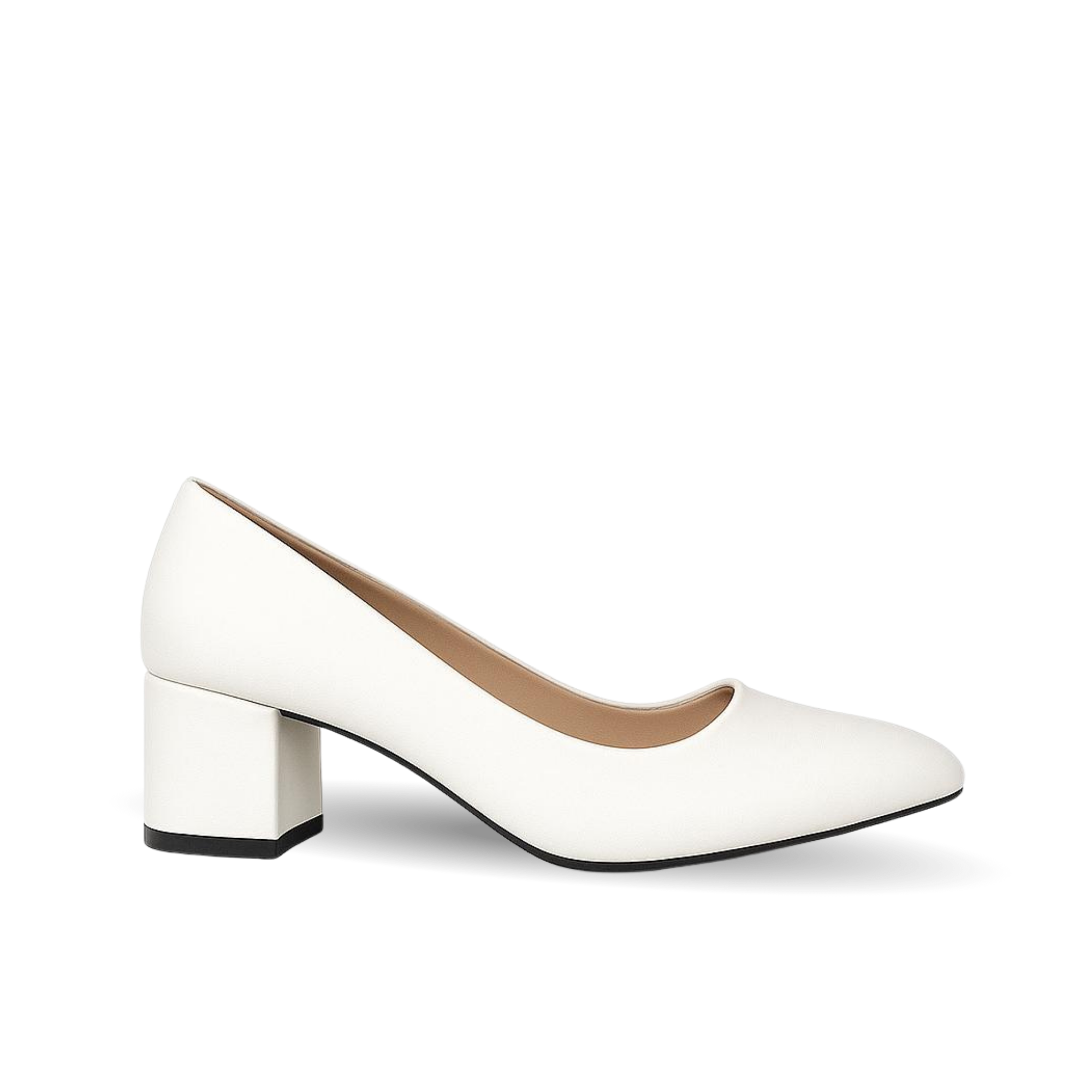 Side Kadın Beyaz Cilt 5 Cm Topuklu Ayakkabı