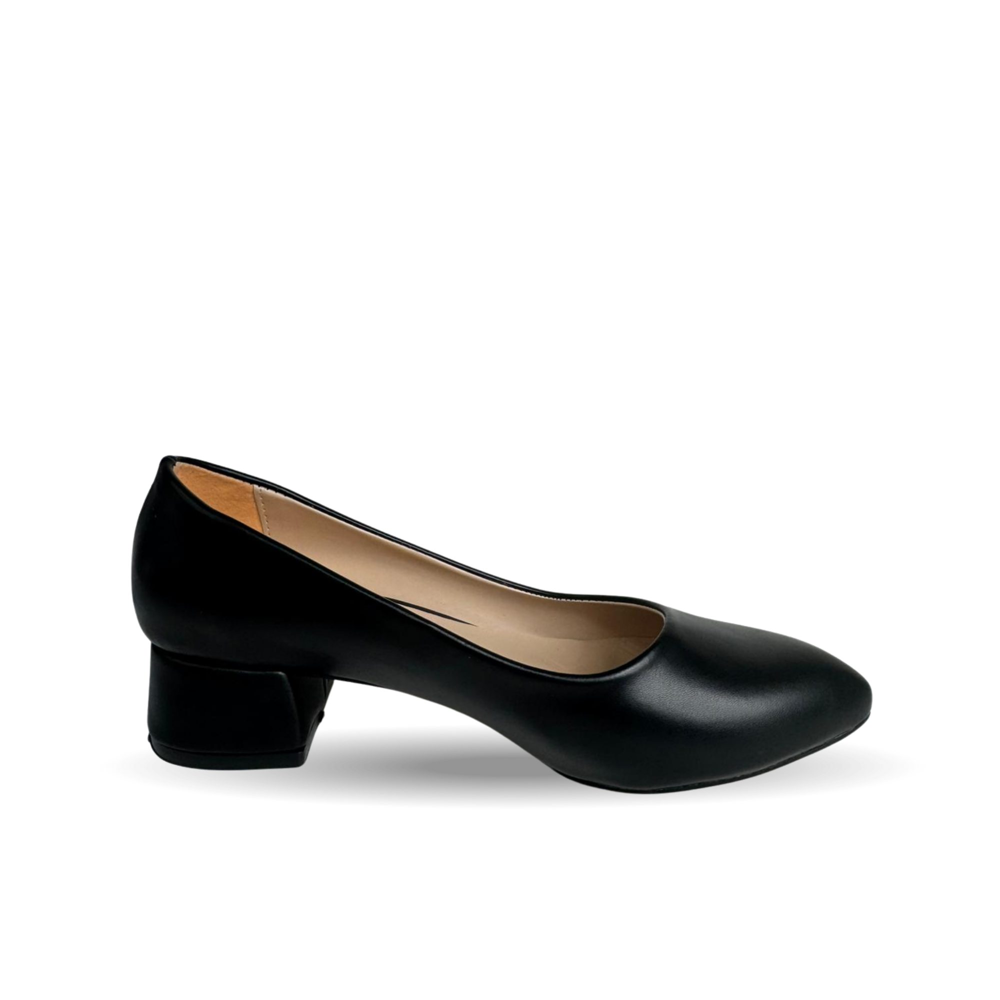 Side Kadın Siyah Deri 3 Cm Topuklu Ayakkabı