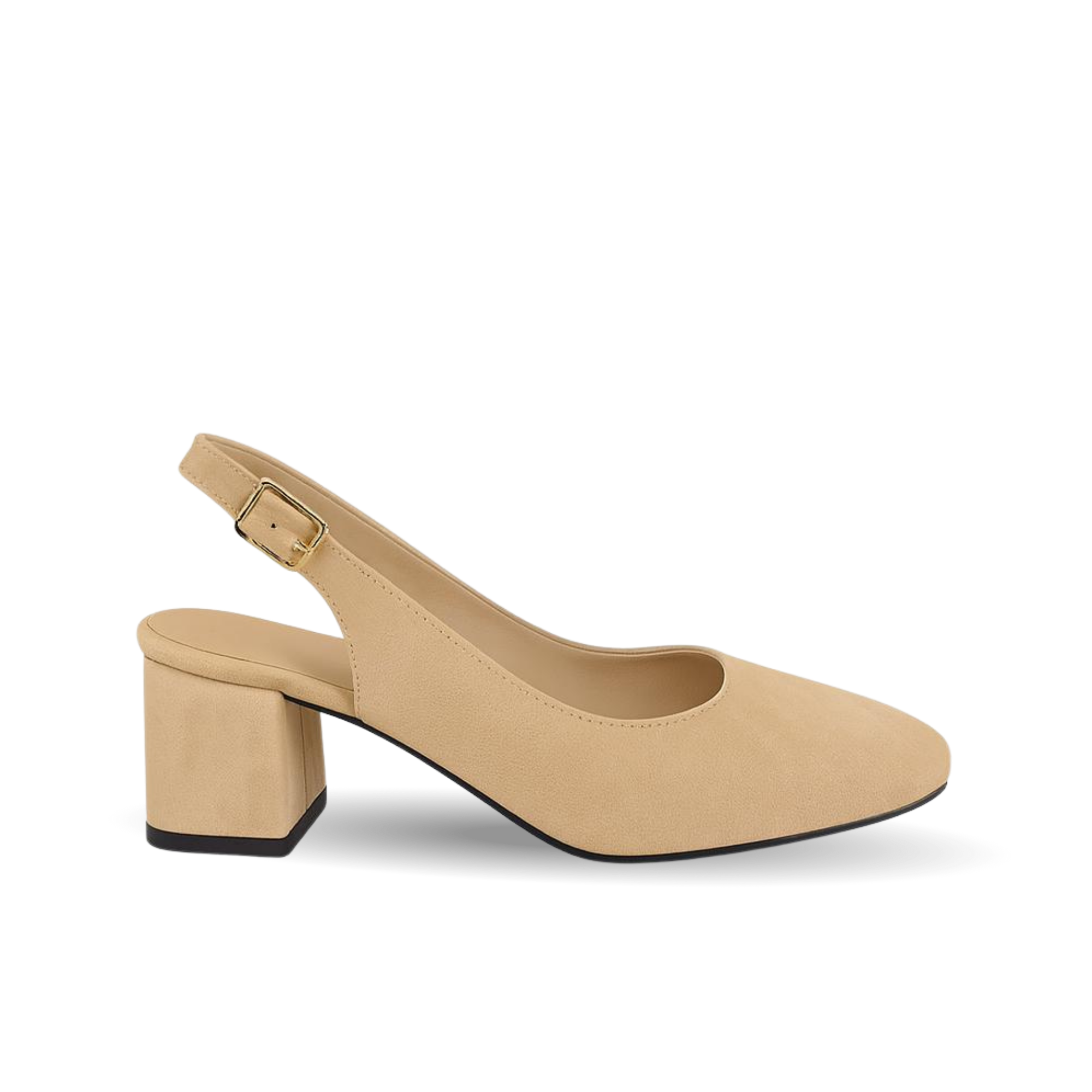 Verde Kadın Arkası Açık Bej Süet 5 Cm Topuklu Rahat Klasik Ayakkabı