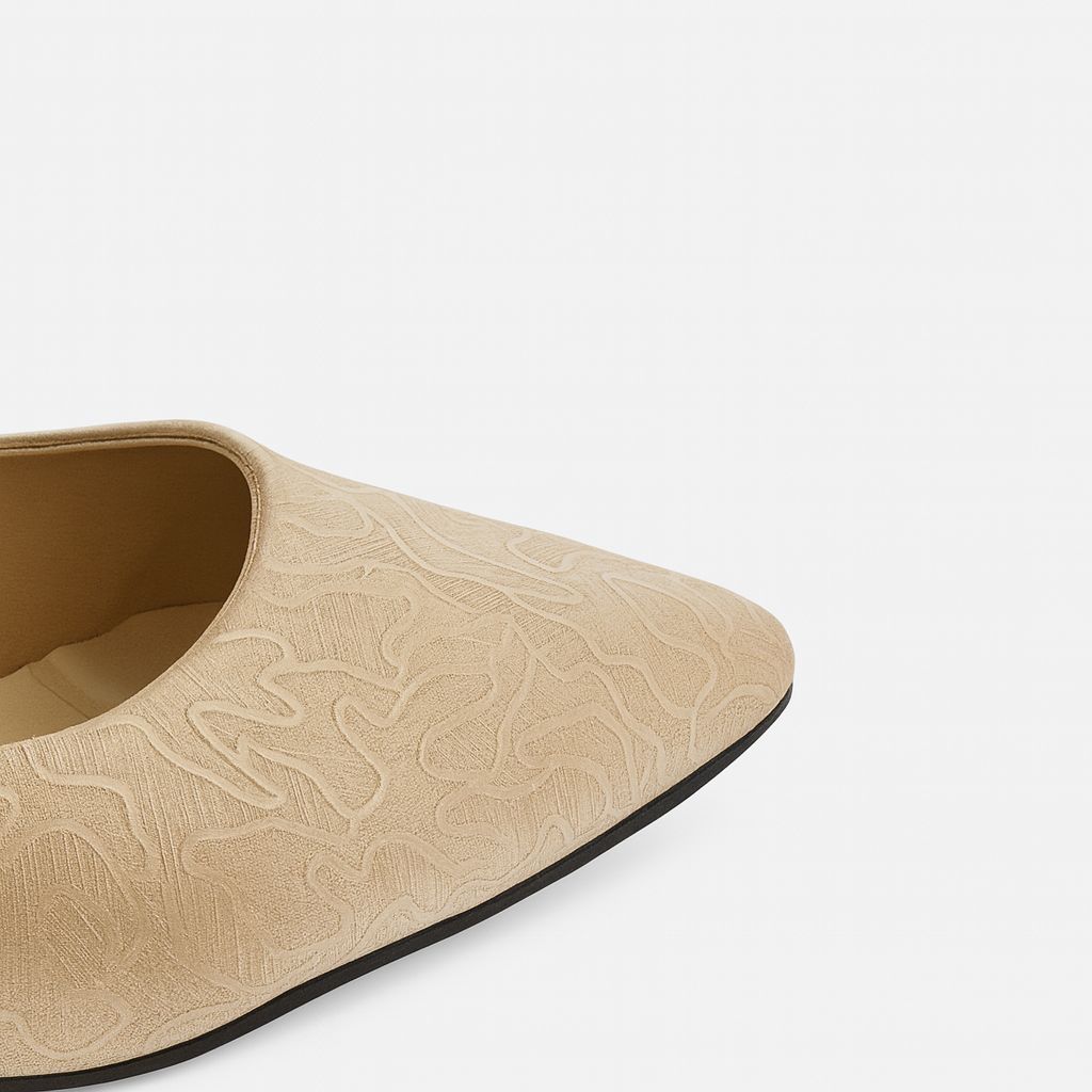 Şimal Kadın Simli 3 cm Kalın Topuklu Ayakkabı Gold