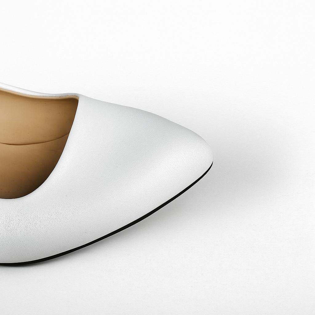 Side Kadın Beyaz Cilt 5 Cm Topuklu Ayakkabı