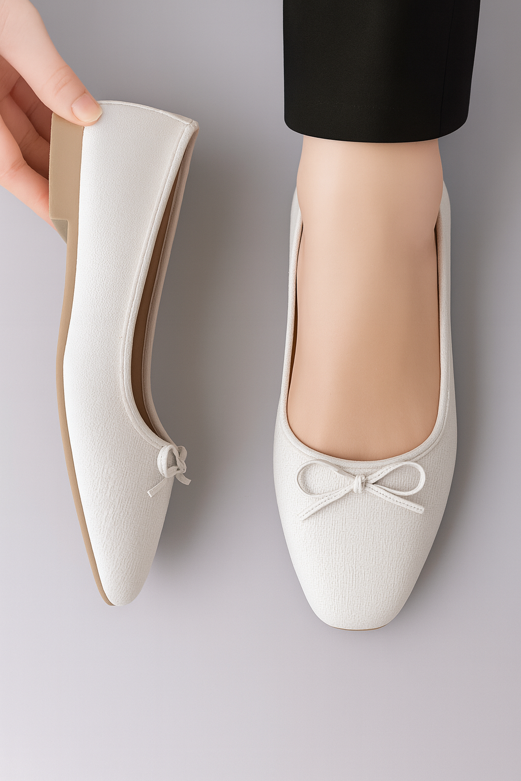 Kadın Gift Model Fiyonklu Babet Mat Beyaz