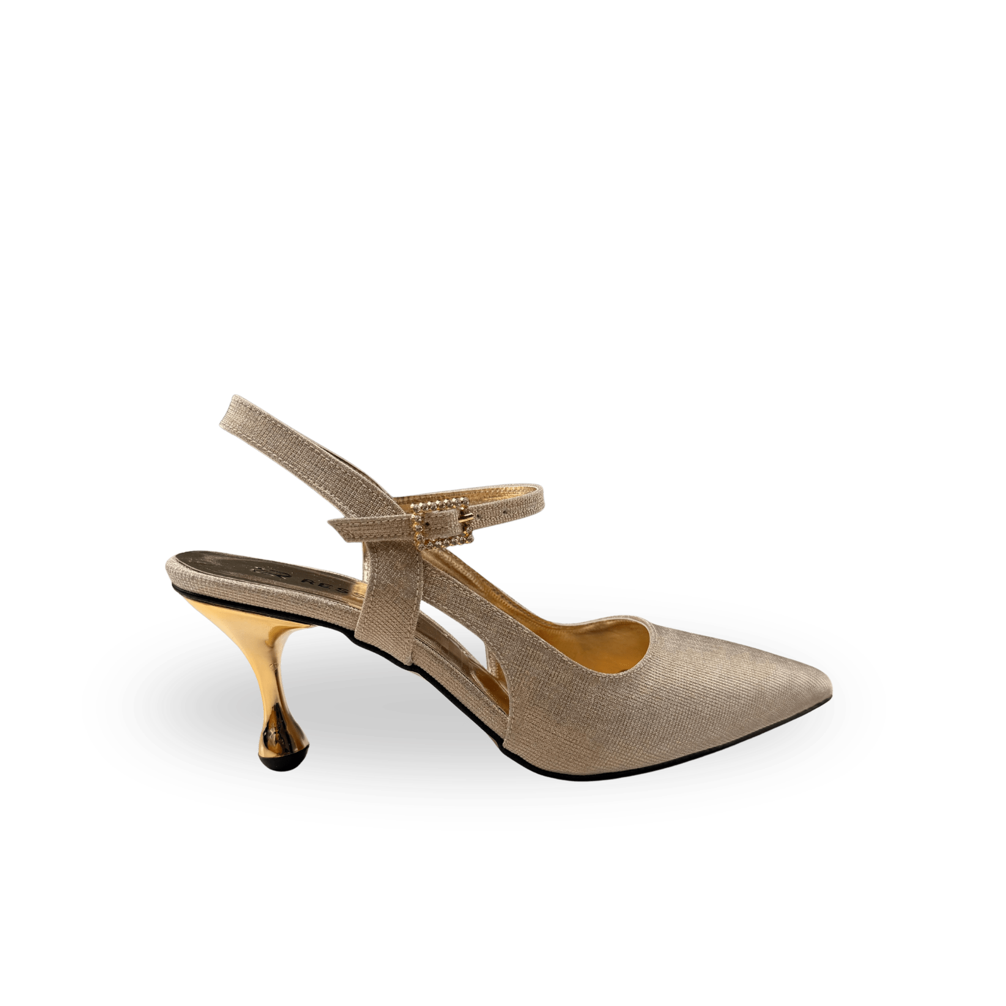 Kontes Kadın Simli Gold 7Cm İnce Topuklu Stiletto - Ressome.com