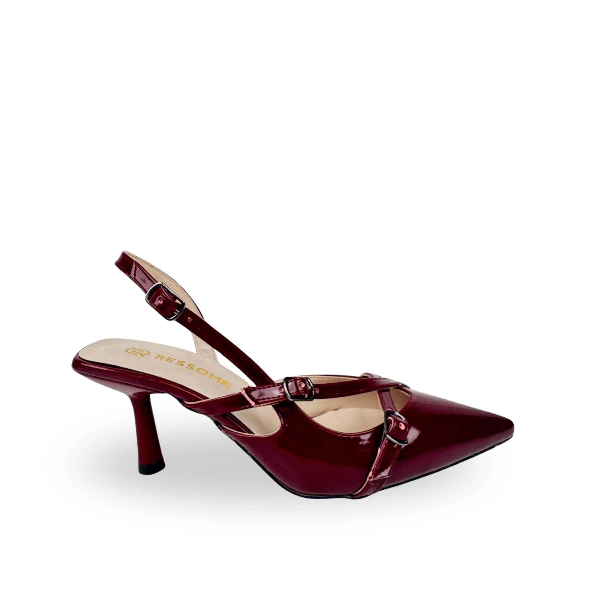 Mary Model Bantlı Kemerli Stiletto Bordo - Ressome.com