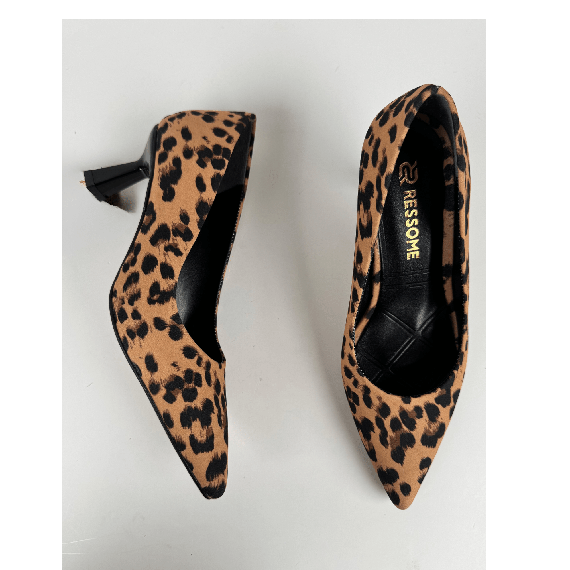 Panya Kadın Leopar Siyah Deri 7 Cm Şampanya Topuklu Stiletto - Ressome.com