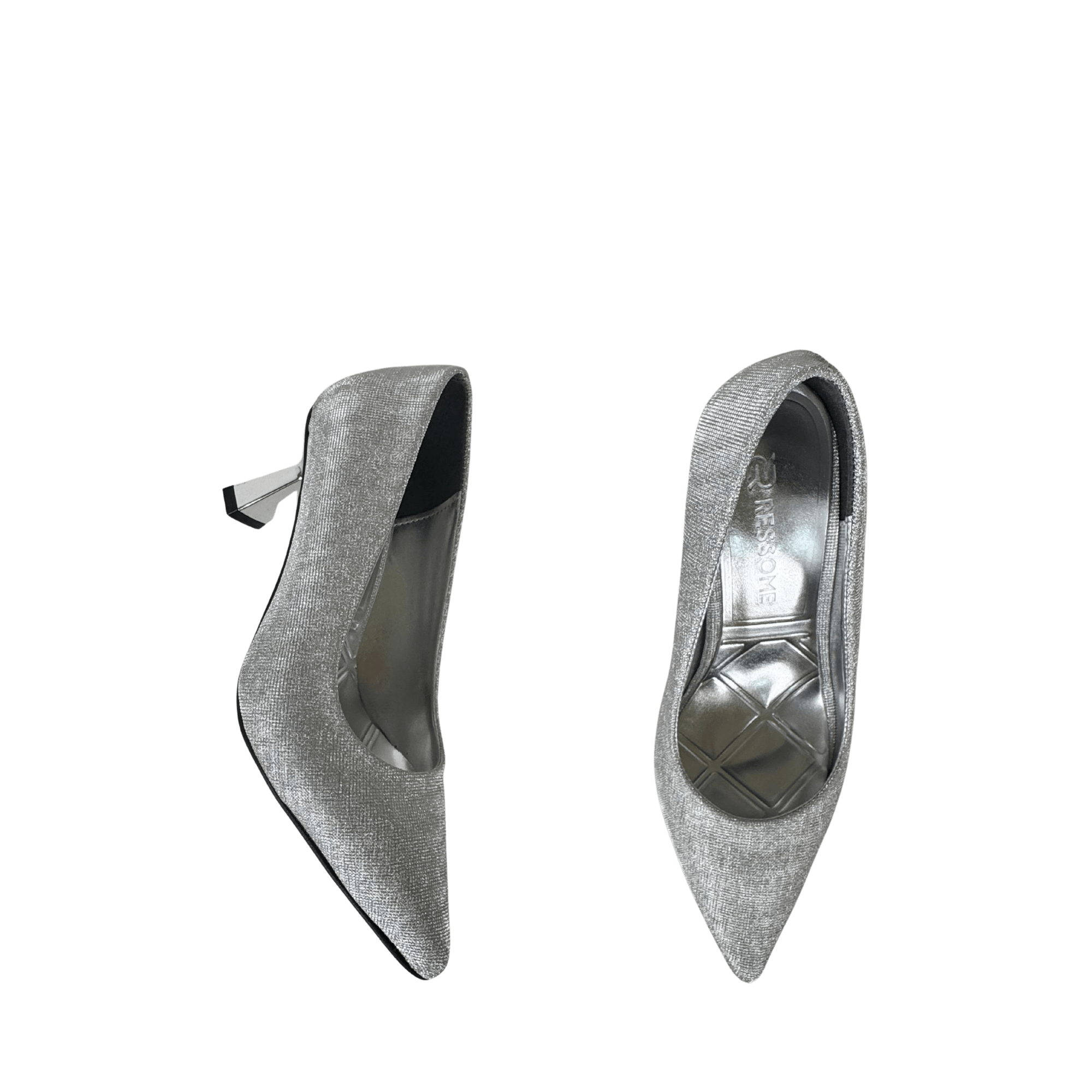 Panya Kadın Simli Gümüş 7 Cm Şampanya Topuklu Stiletto - Ressome.com