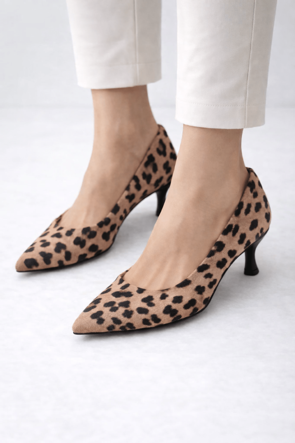 Panya3 Kadın Siyah Leopar Desenli Deri 3 Cm Şampanya Mini Topuklu Stiletto - Ressome.com