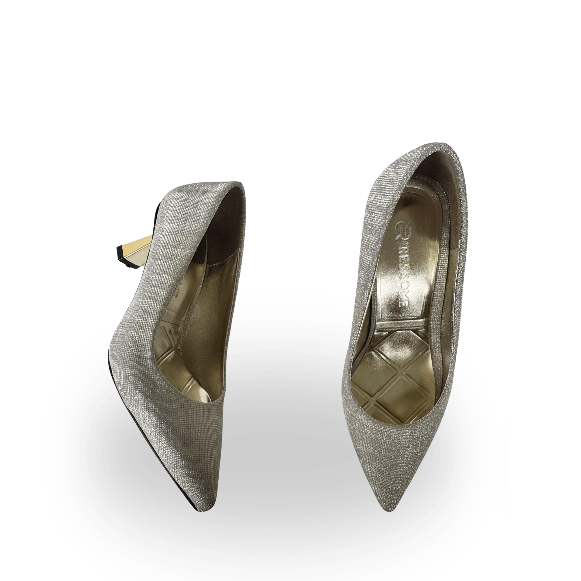 Panya7 Kadın Simli Gold 7 Cm Şampanya Topuklu Stiletto - Ressome.com