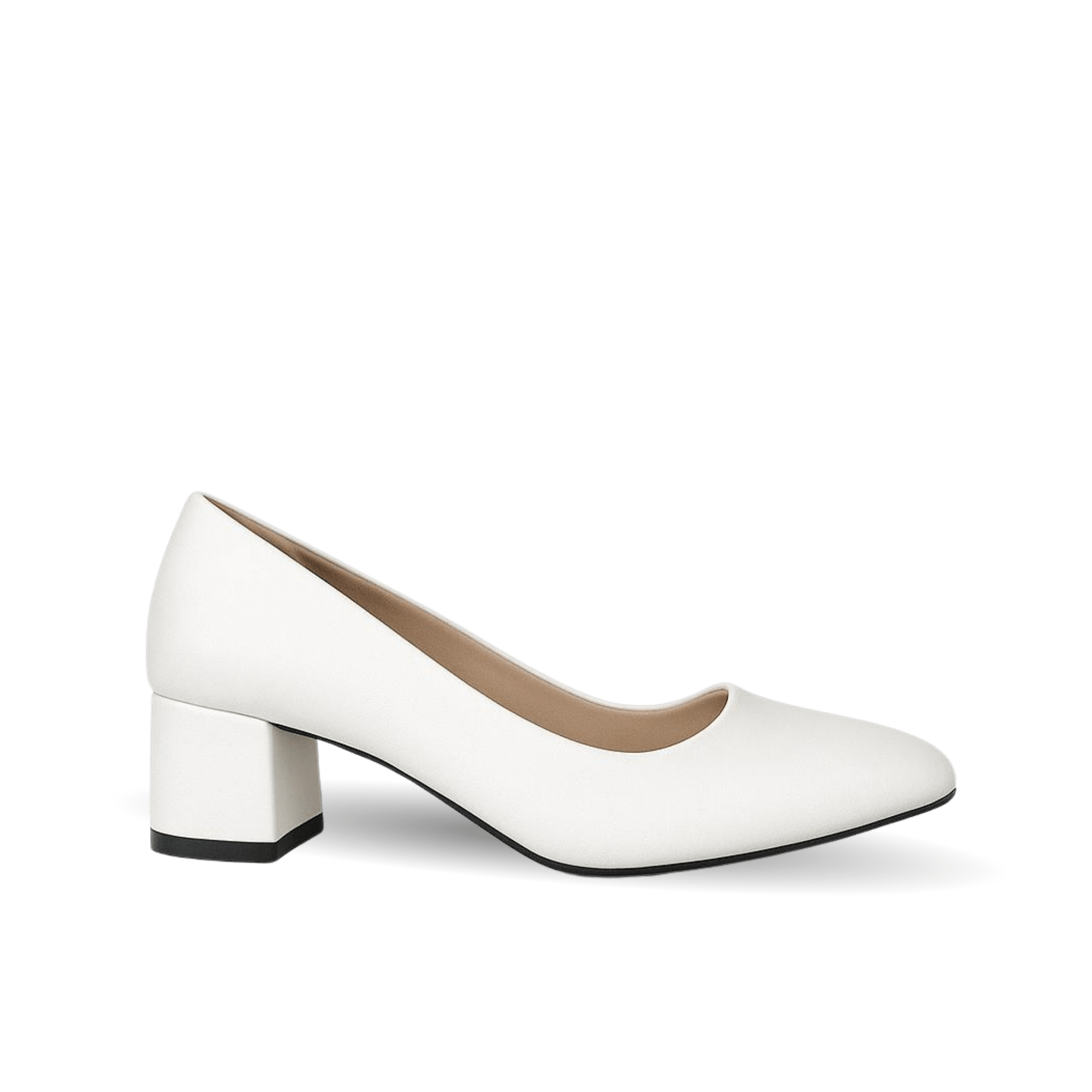 Side Kadın Beyaz Cilt 3 Cm Topuklu Ayakkabı - Ressome.com