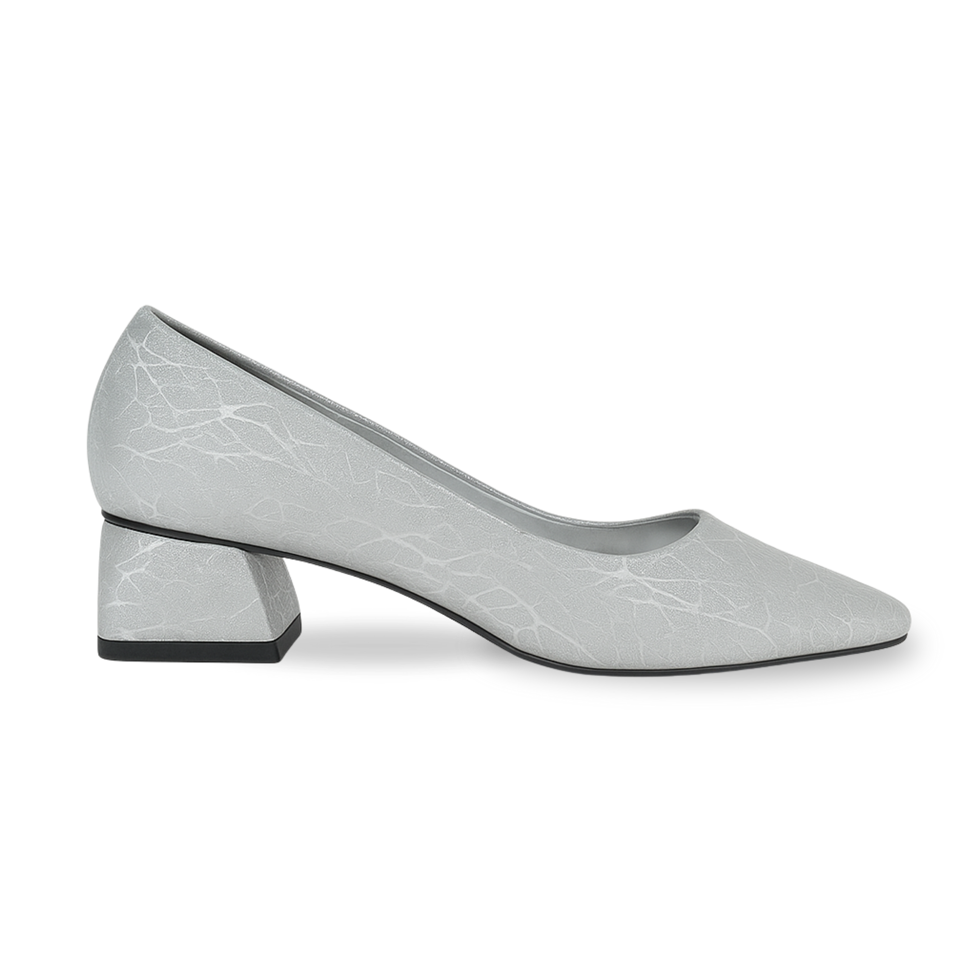 Şimal Kadın Simli 3 cm Kalın Topuklu Ayakkabı Gümüş